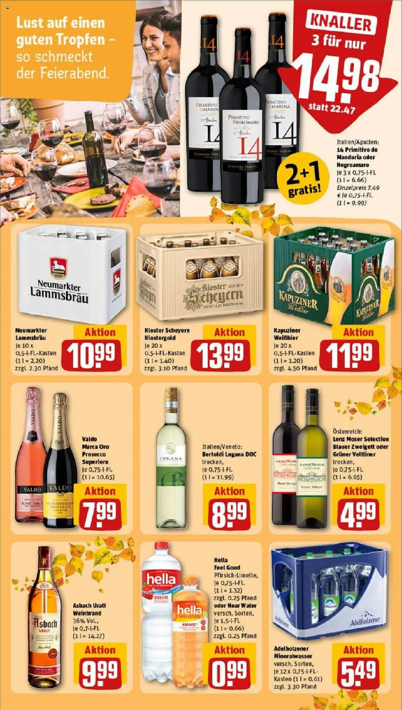 Rewe prospekt Cham	 – gültig ab 13.10.2025 | Seite: 21 | Produkte: Adelholzener, Prosecco, Hella, Asbach