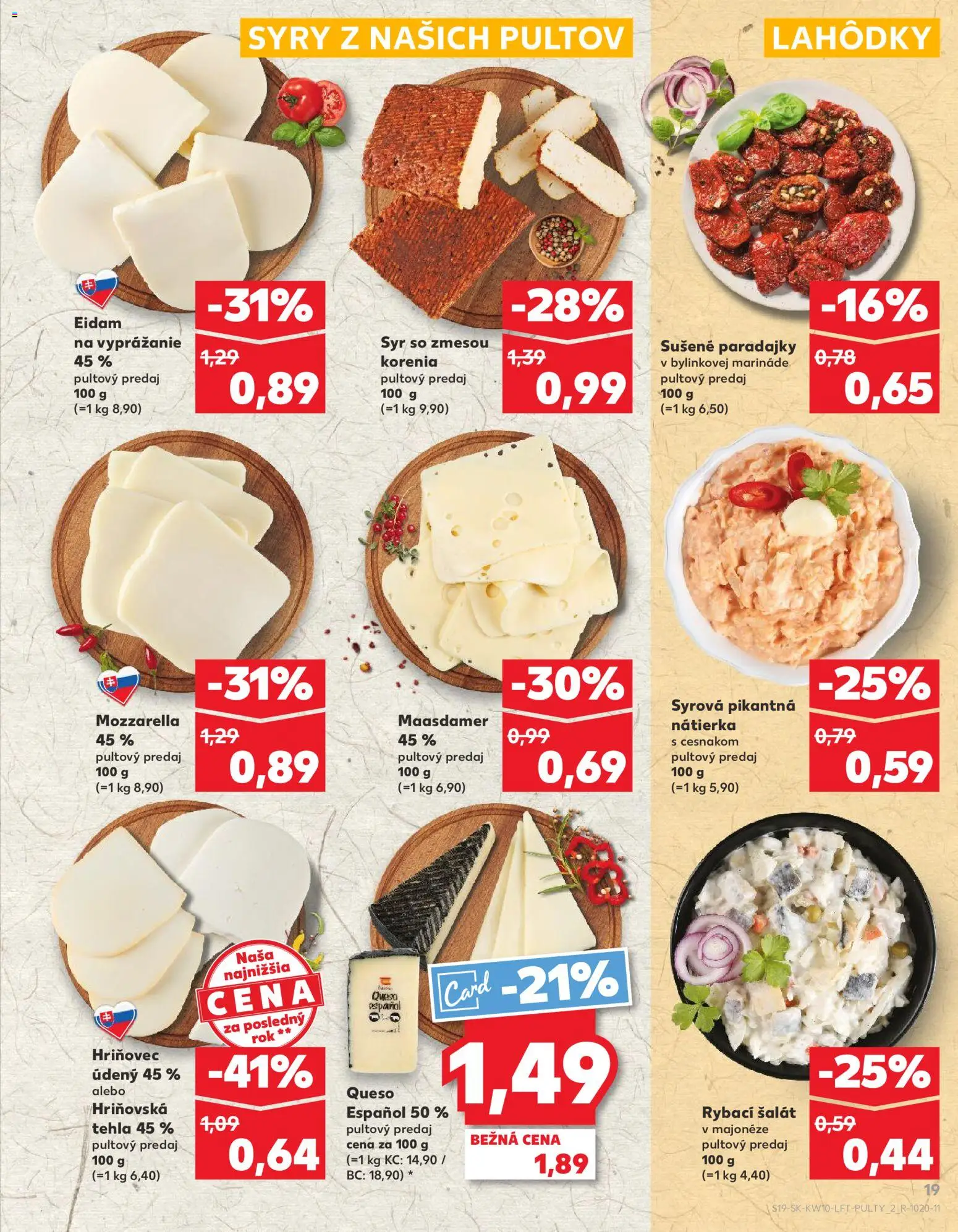 Nové Kaufland akcie – leták je platný od 05.03.2026 | Strana: 19 | Produkty: Syr, Paradajky, Mozzarella, Šalát