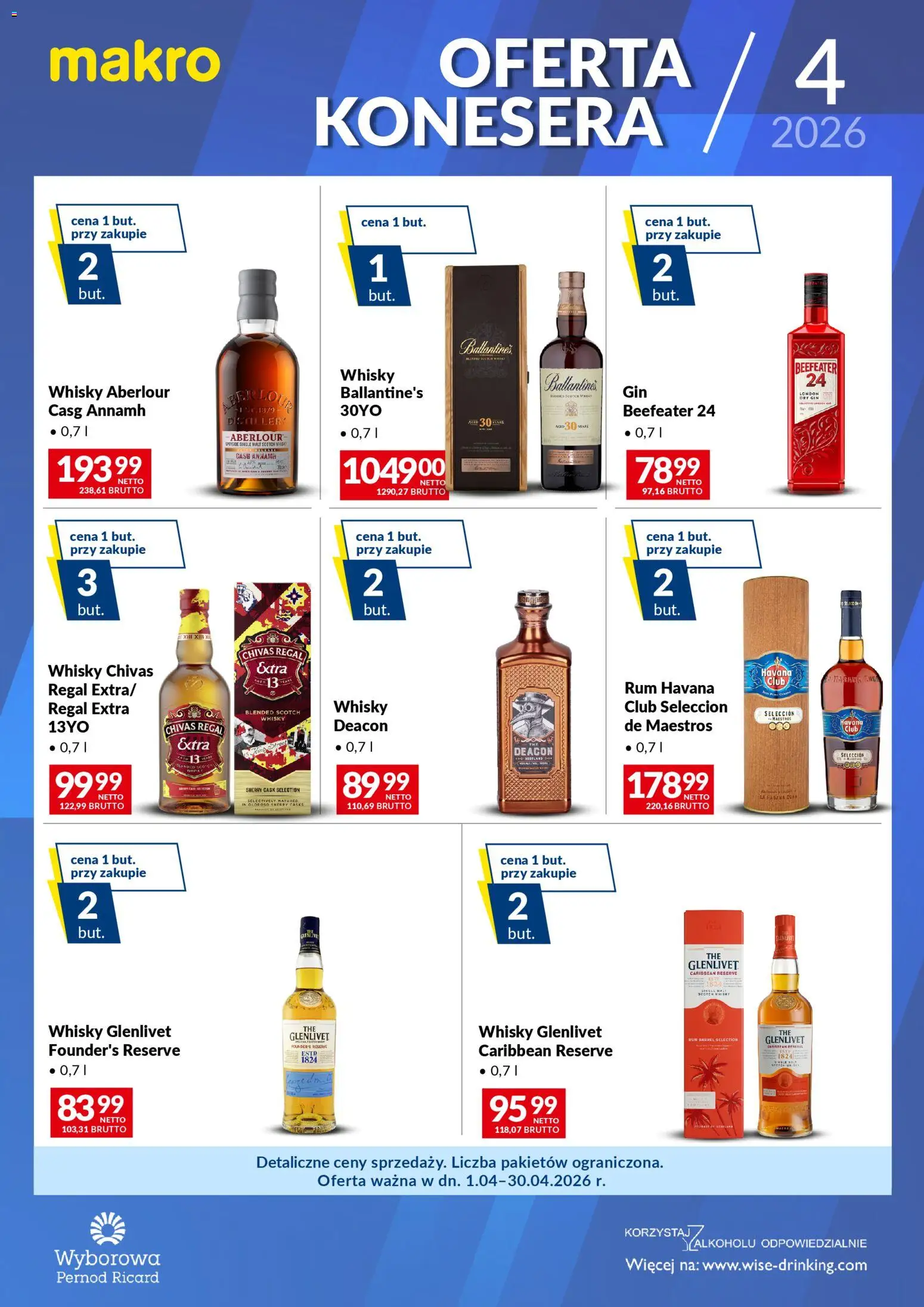 Makro gazetka - Konesera kwiecień od 01.04.2026 | Strona: 1 | Produkty: Rum, Gin, Regał, Whisky