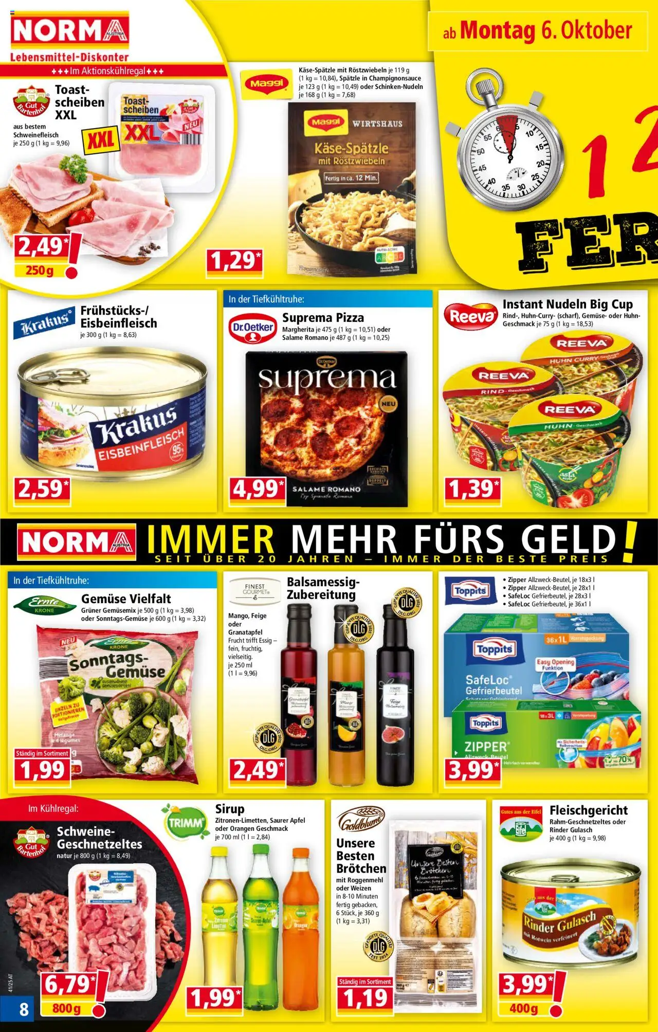 Norma Flugblatt gültig ab 06.10.2025 | Seite: 8 | Produkte: Gemüse, Pizza, Schweinefleisch, Orangen
