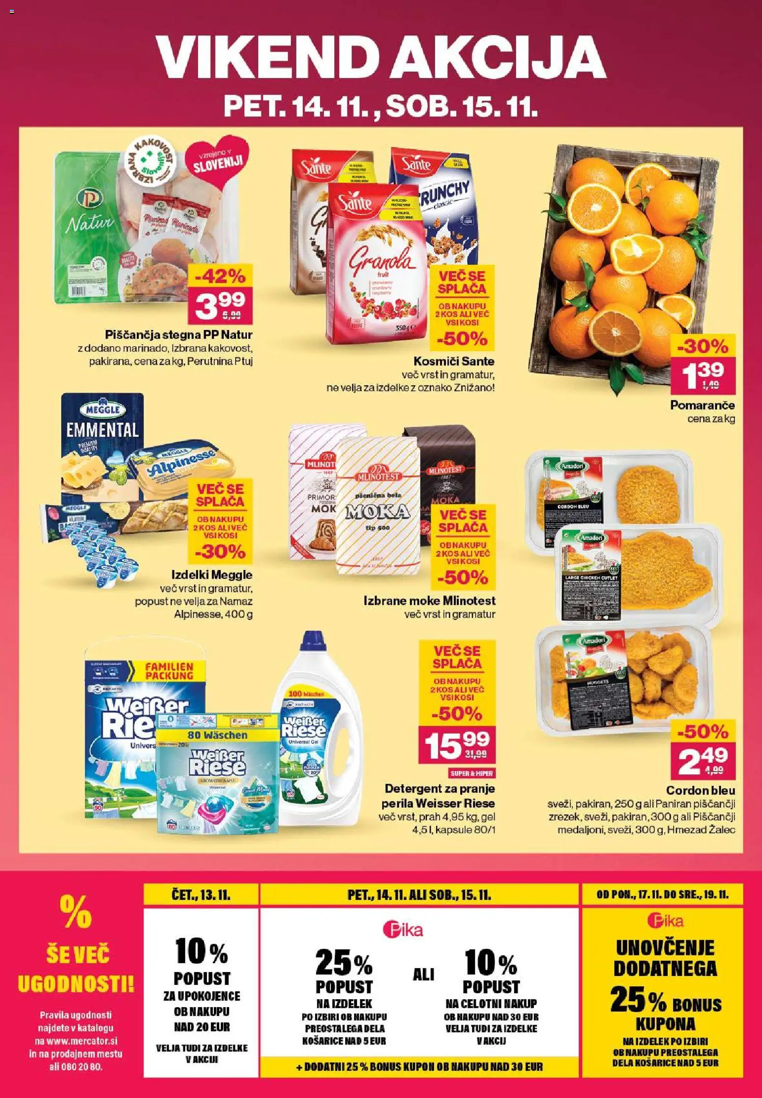Novi Mercator katalog ponudbe – veljaven od 13.11.2025 | Stran: 50 | Izdelki: Namaz, Kos, Detergent, Kosmici