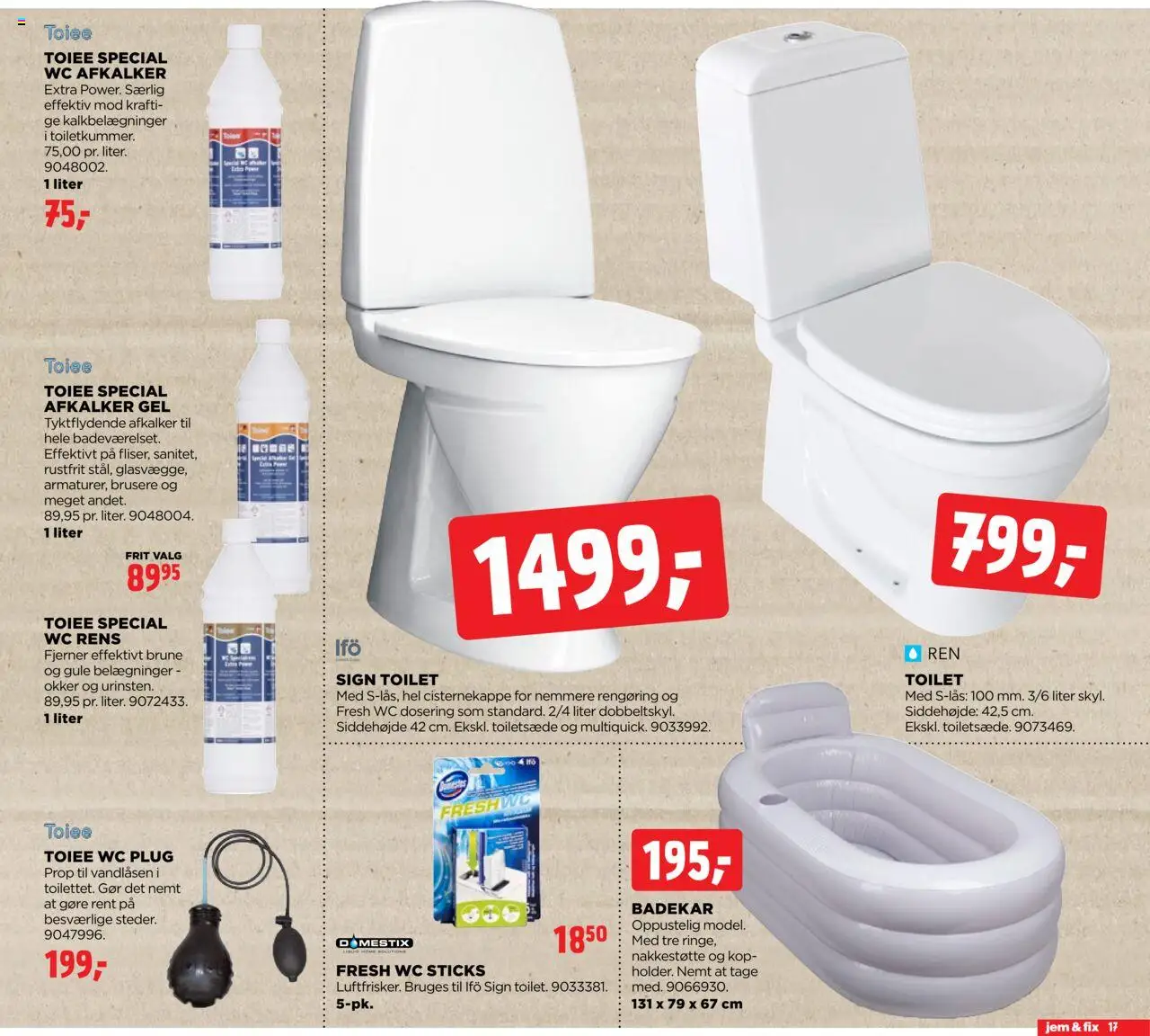 Jem & fix Tilbudsavis gyldig fra 06.07.2025 | Side: 17 | Produkter: Toilet, Badekar, Søm