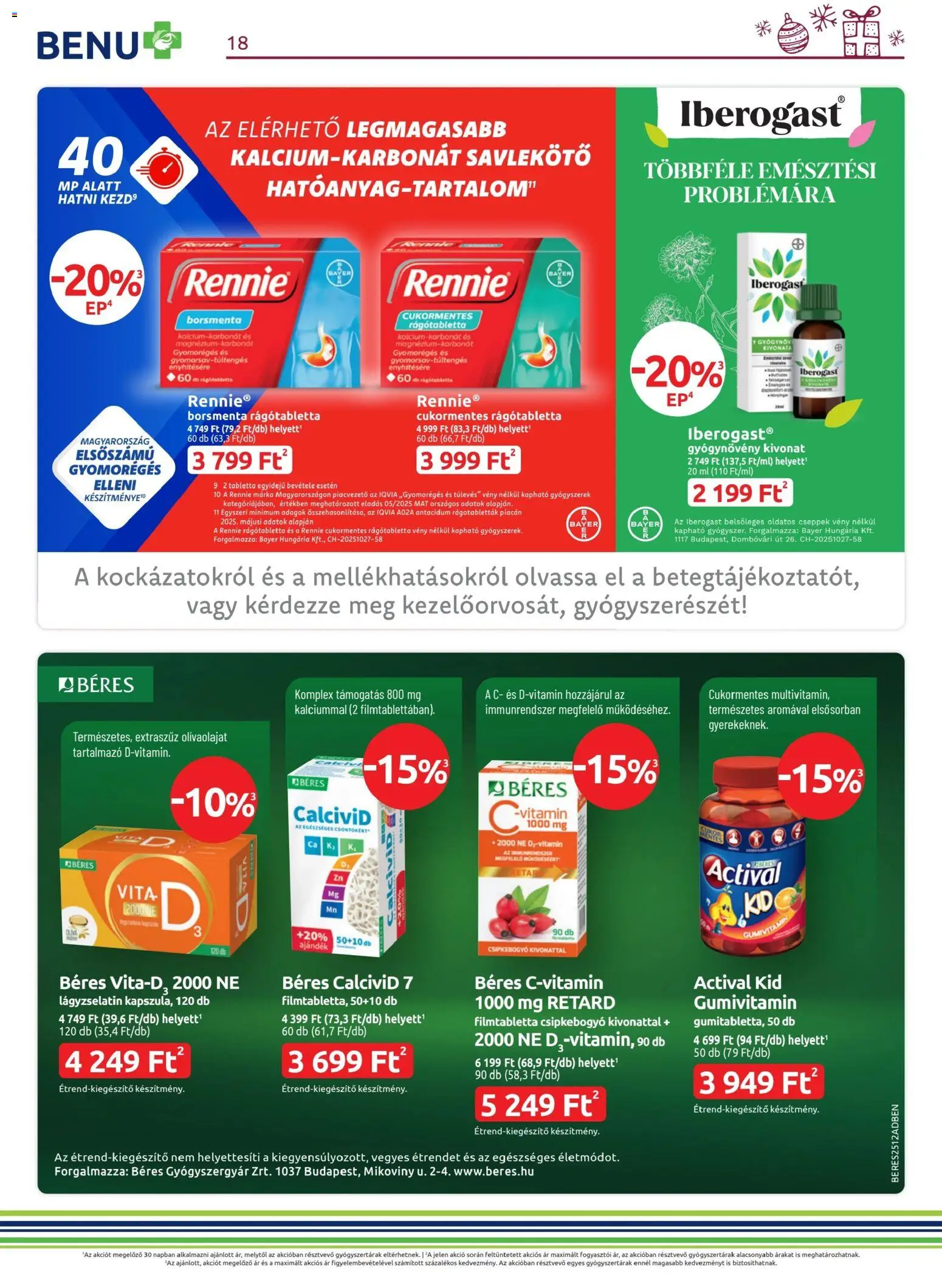 BENU Gyógyszertárak akciós ujság - amely érvényes a következő dátumtól: 01.12.2025 | Oldal: 18