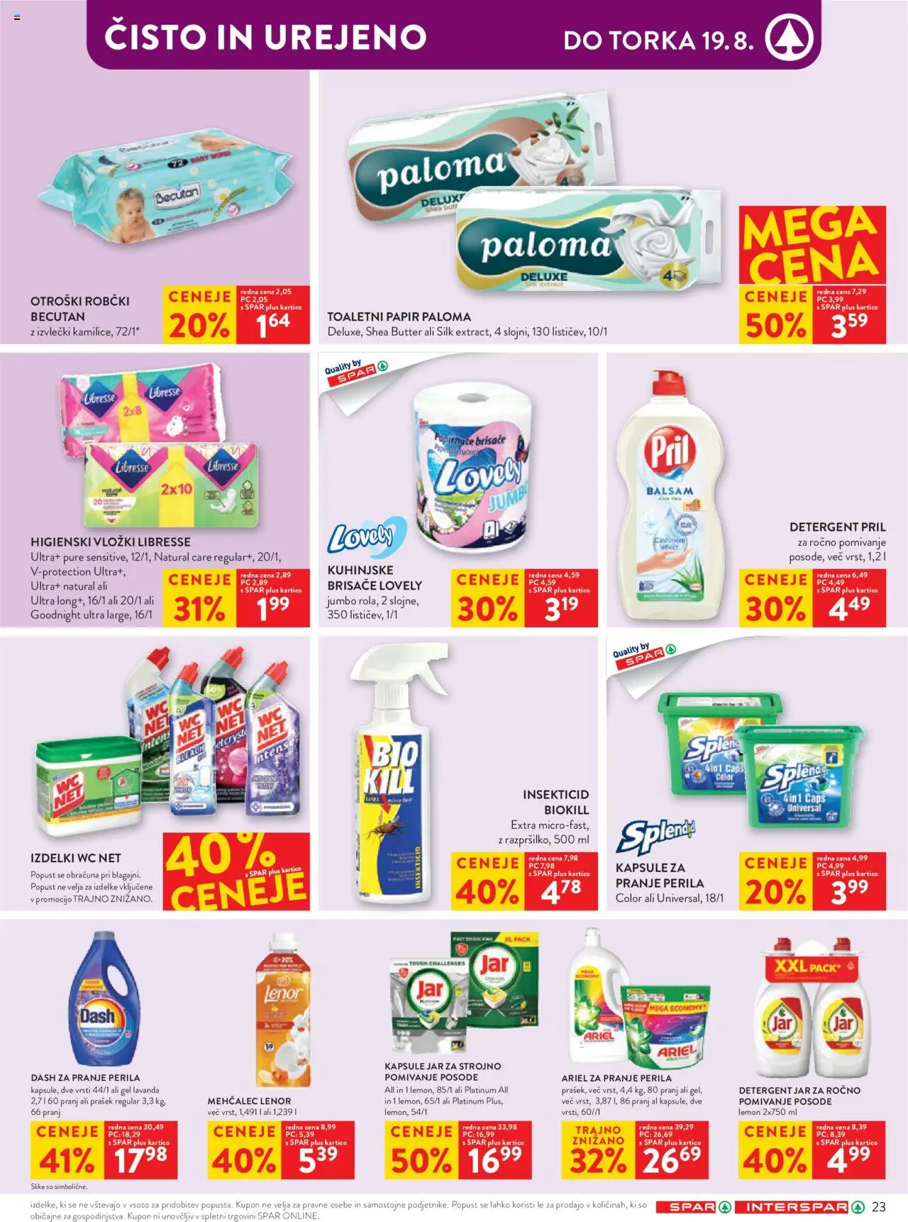 Spar katalog 33/25 │ velja od 13.08.2025 | Stran: 33 | Izdelki: Higienski vložki, Toaletni papir, Robčki, Detergent