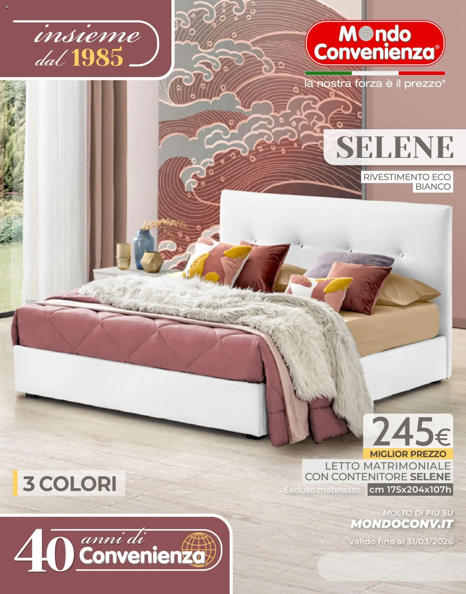 Volantino Mondo Convenienza del 04.01.2026 | Pagina: 1 | Prodotti: Letto matrimoniale, Contenitore, Letto