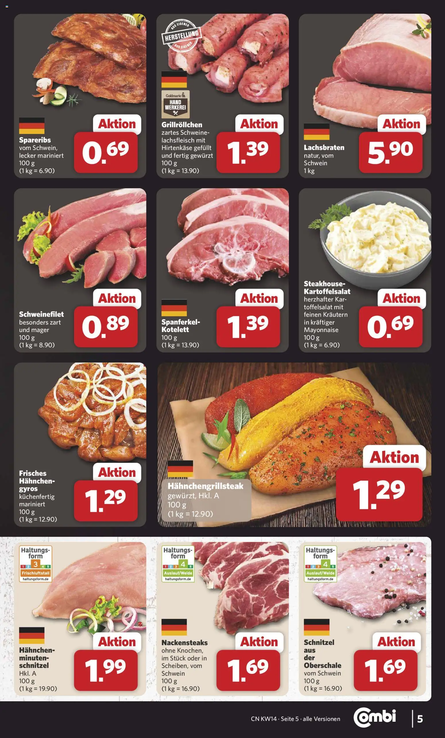 Combi Prospekt 	 – gültig ab 30.03.2026 | Seite: 5 | Produkte: Nackensteaks, Hahnchen, Gyros, Mayonnaise