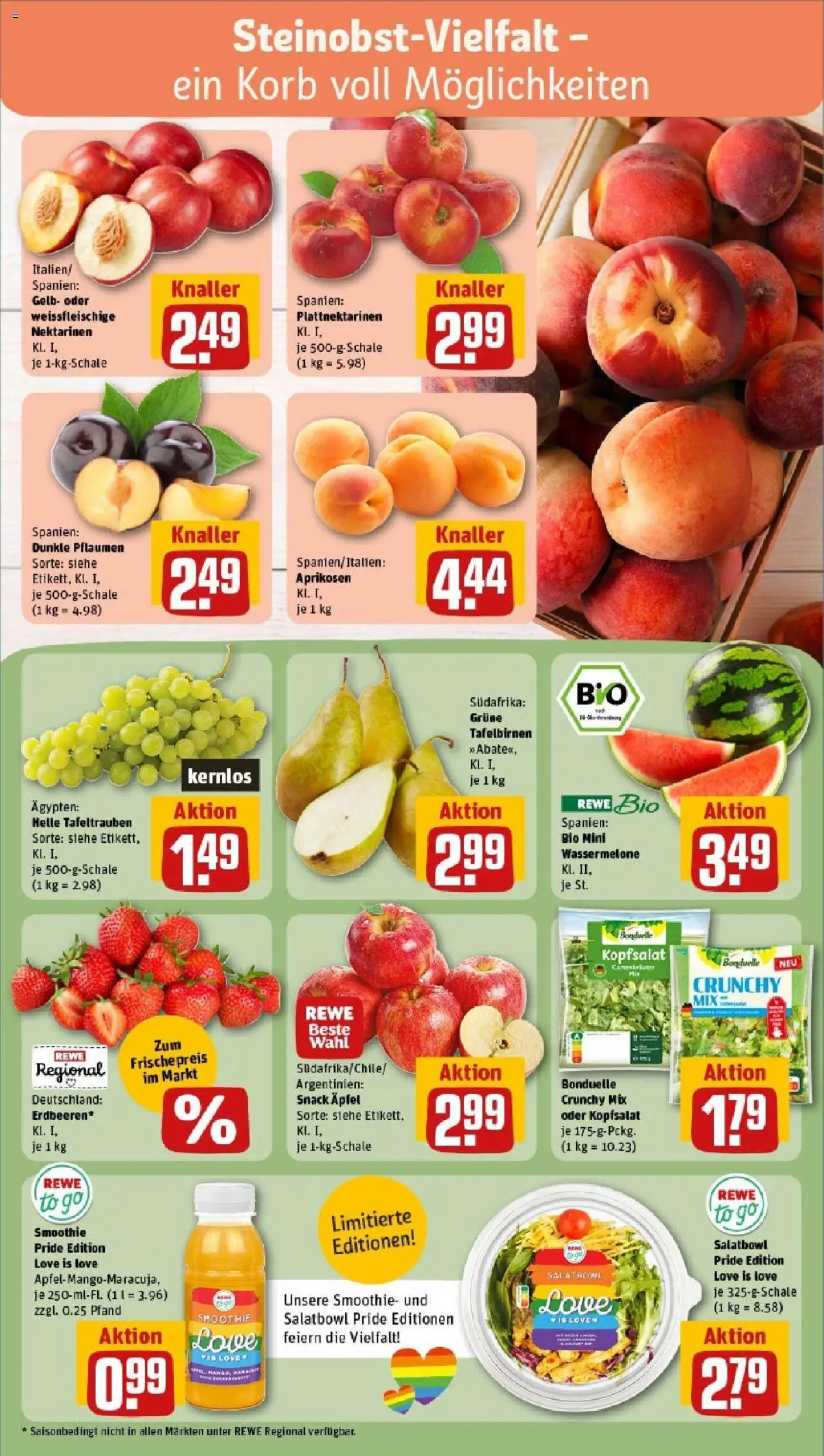 Rewe prospekt Nessetal Ot Goldbach	 - gültig ab dem 08.06.2025 | Seite: 6 | Produkte: Pflaumen, Nektarinen, Korb, Wassermelone
