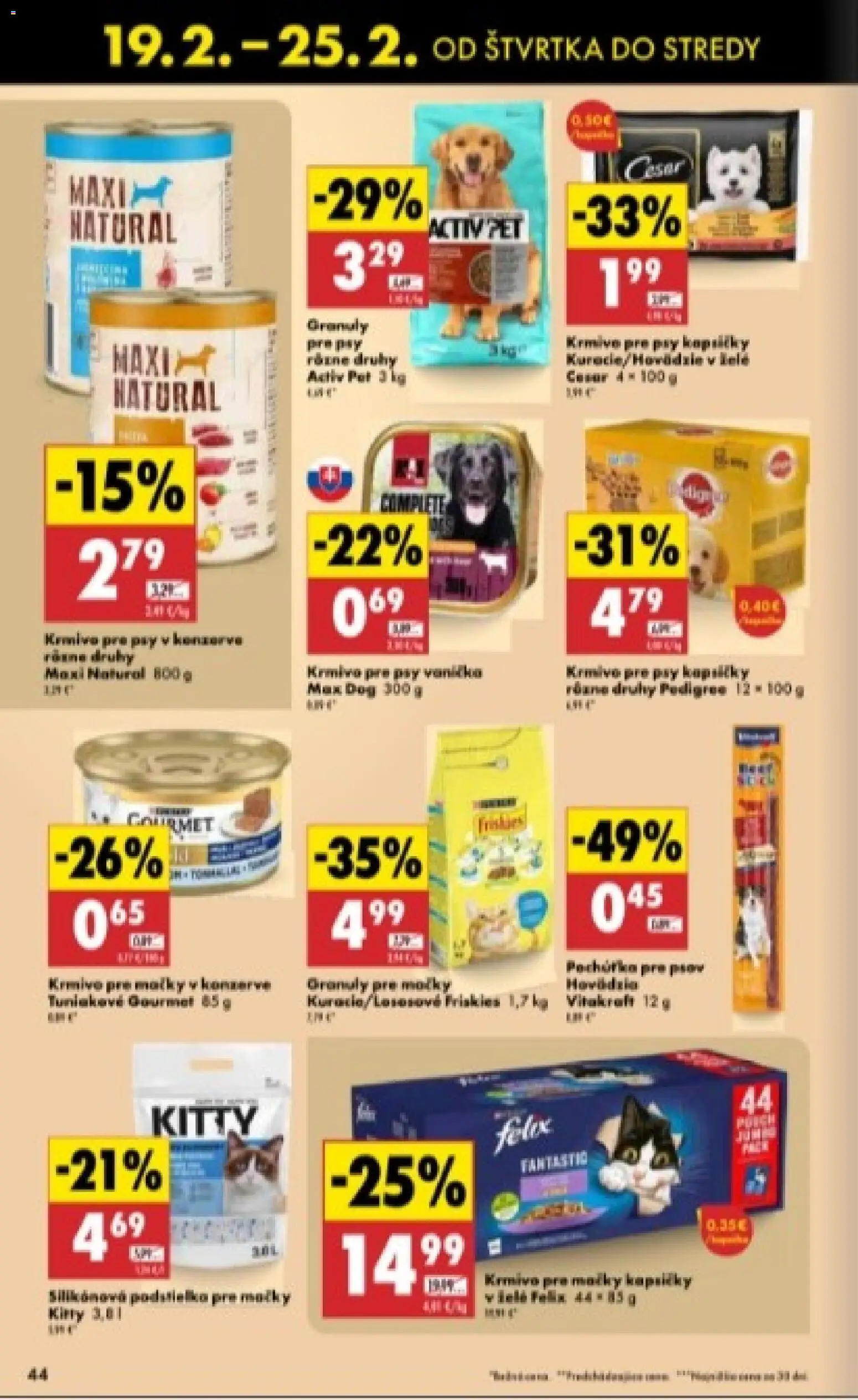 Nové Biedronka akcie – leták je platný od 19.02.2026 | Strana: 44 | Produkty: Felix, Friskies