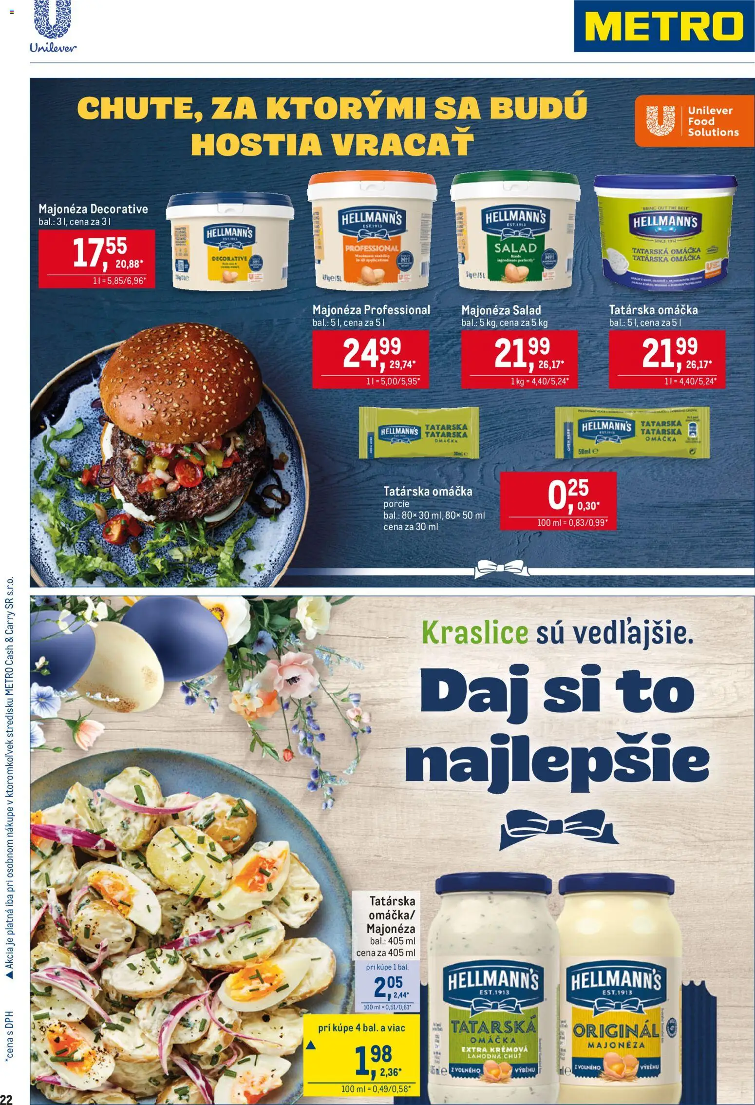 Nové Metro akcie – leták je platný od 25.03.2026 | Strana: 22 | Produkty: Tatárska omáčka, Omáčka