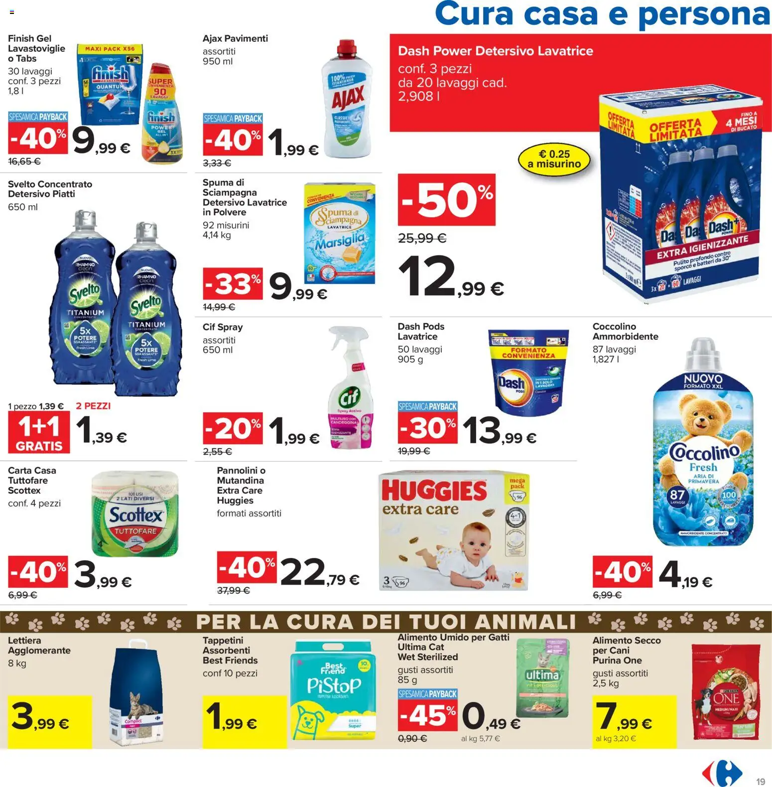 Volantino Carrefour del 13.03.2026 | Pagina: 19 | Prodotti: Pannolini, Candeggina, Lime, Lavatrice