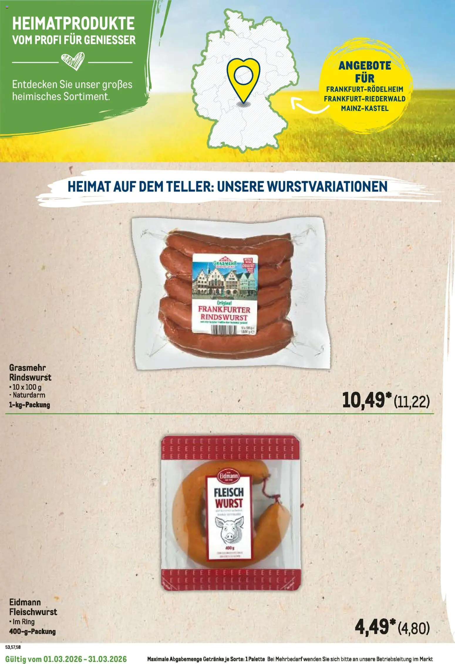 Metro Regionaler Flyer – gültig ab 01.03.2026 | Seite: 52 | Produkte: Wurst, Fleisch