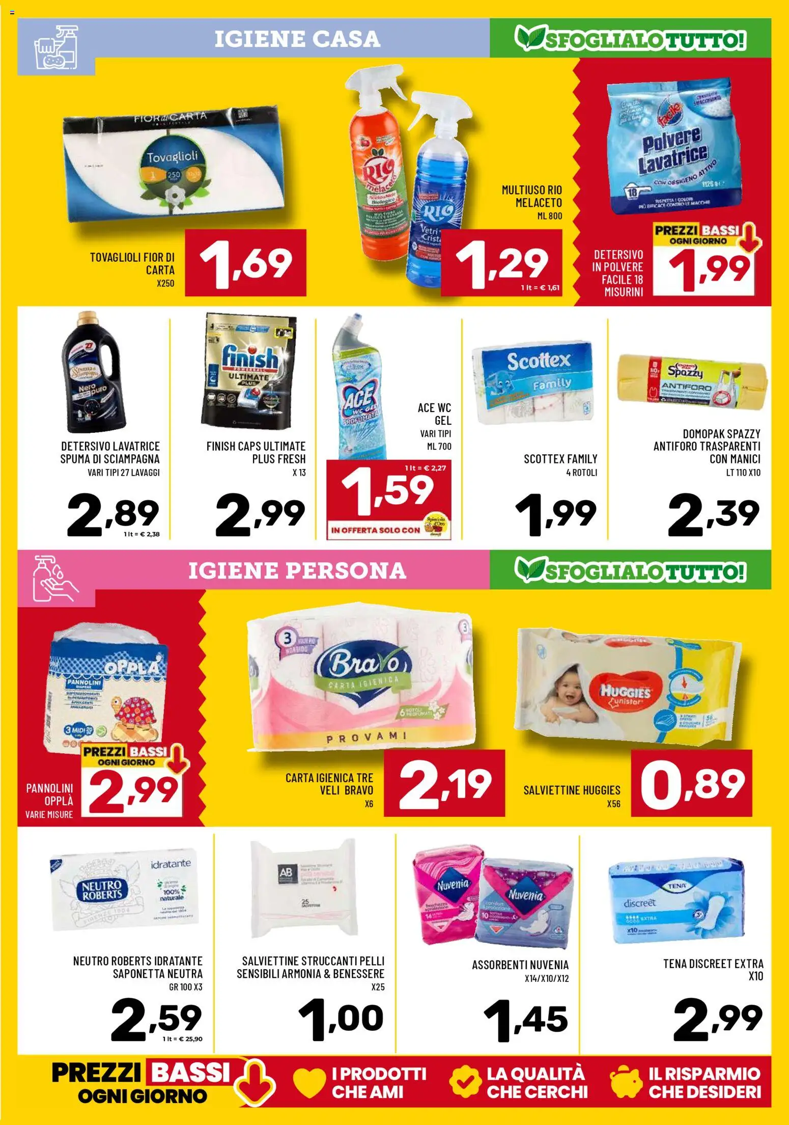 Volantino Il Centesimo del 02.01.2026 | Pagina: 13 | Prodotti: Pannolini, Carta igienica, Lavatrice, Spigola