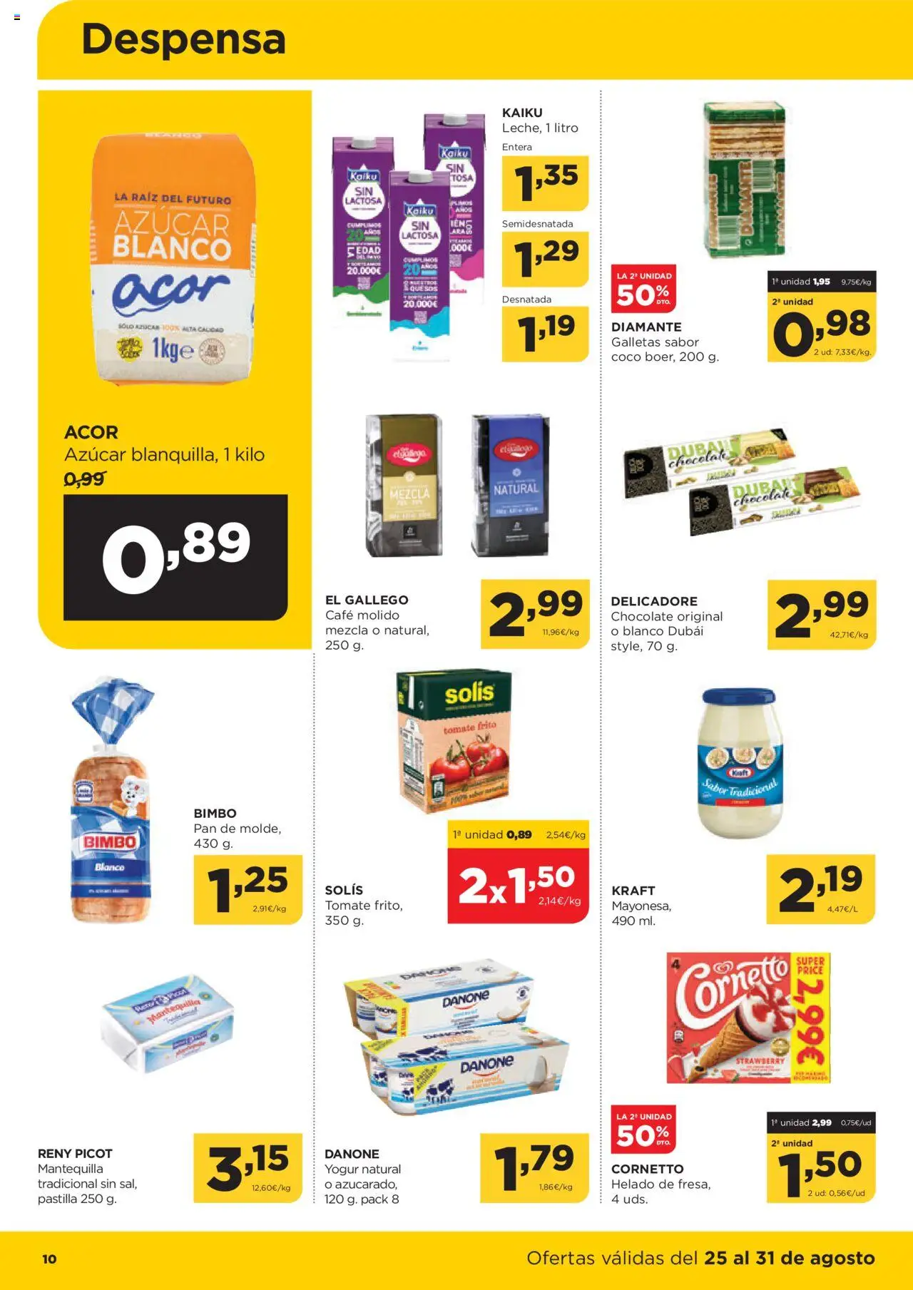 Alimerka folleto Asturias │ válido desde el 25.08.2025 | Página: 10 | Productos: Yogur, Pan, Galletas, Συσκευή ροής