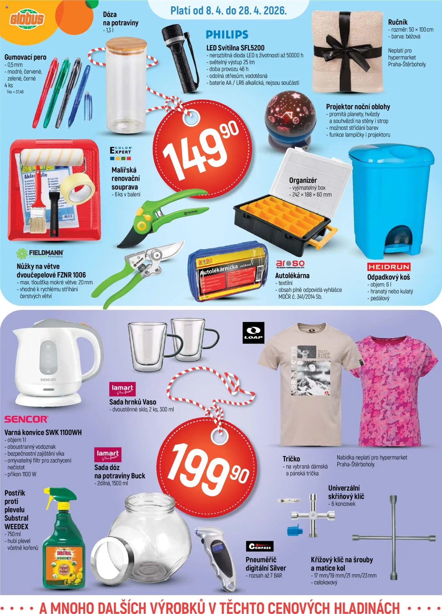 Globus leták - Praha Čakovice od 08.04.2026 | Strana: 22 | Produkty: Potraviny, Baterie, Koš, Svítilna