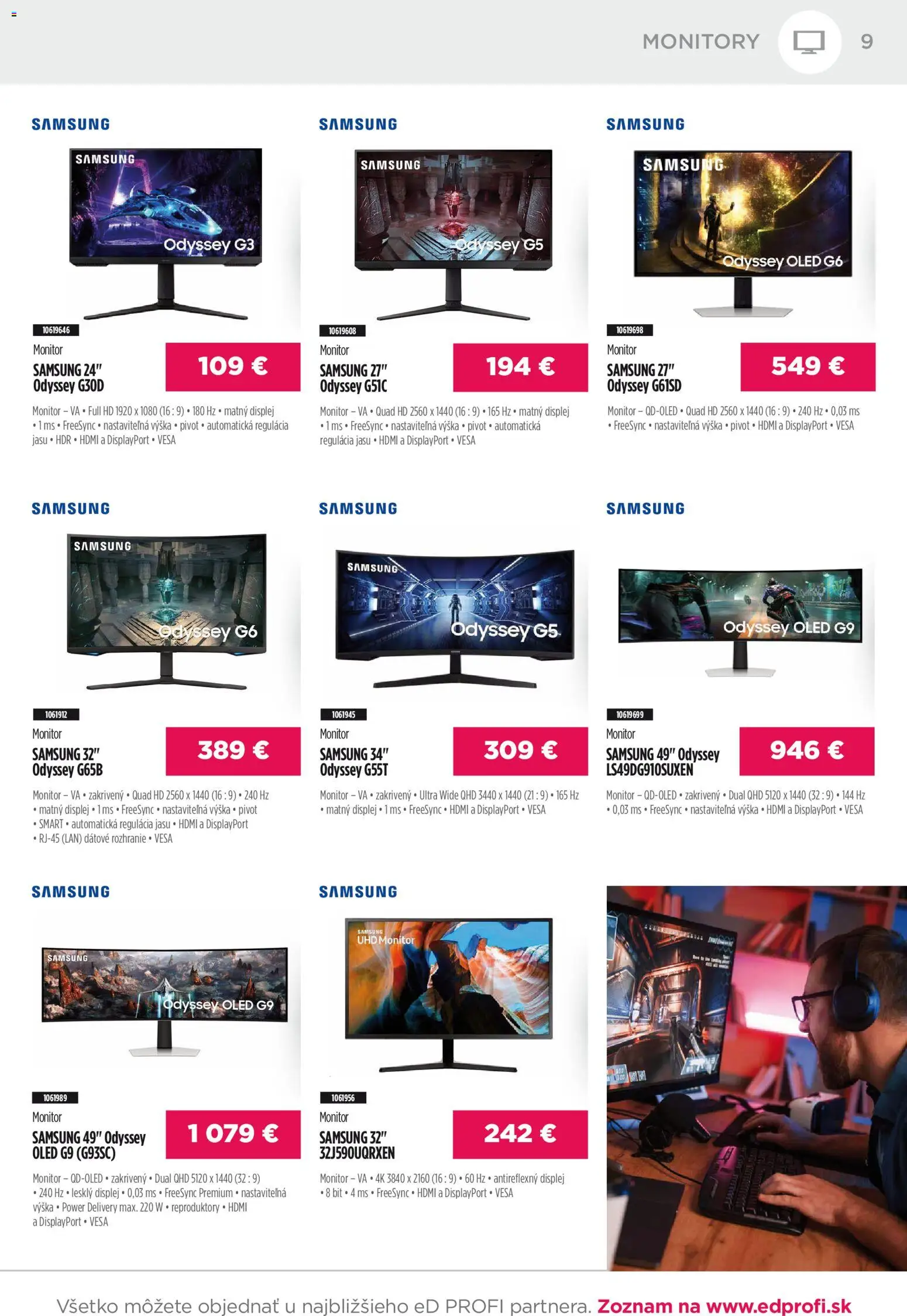 Nové ED Profi akcie – leták je platný od 01.10.2025 | Strana: 9 | Produkty: Monitor, Samsung