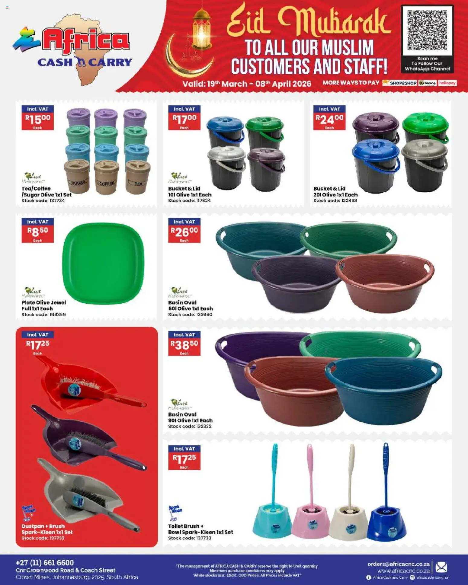 New Africa Cash & Carry catalogue – valid from 19.03.2026 | Page: 103 | Products: Plate, Bowl, Stock, Sugar