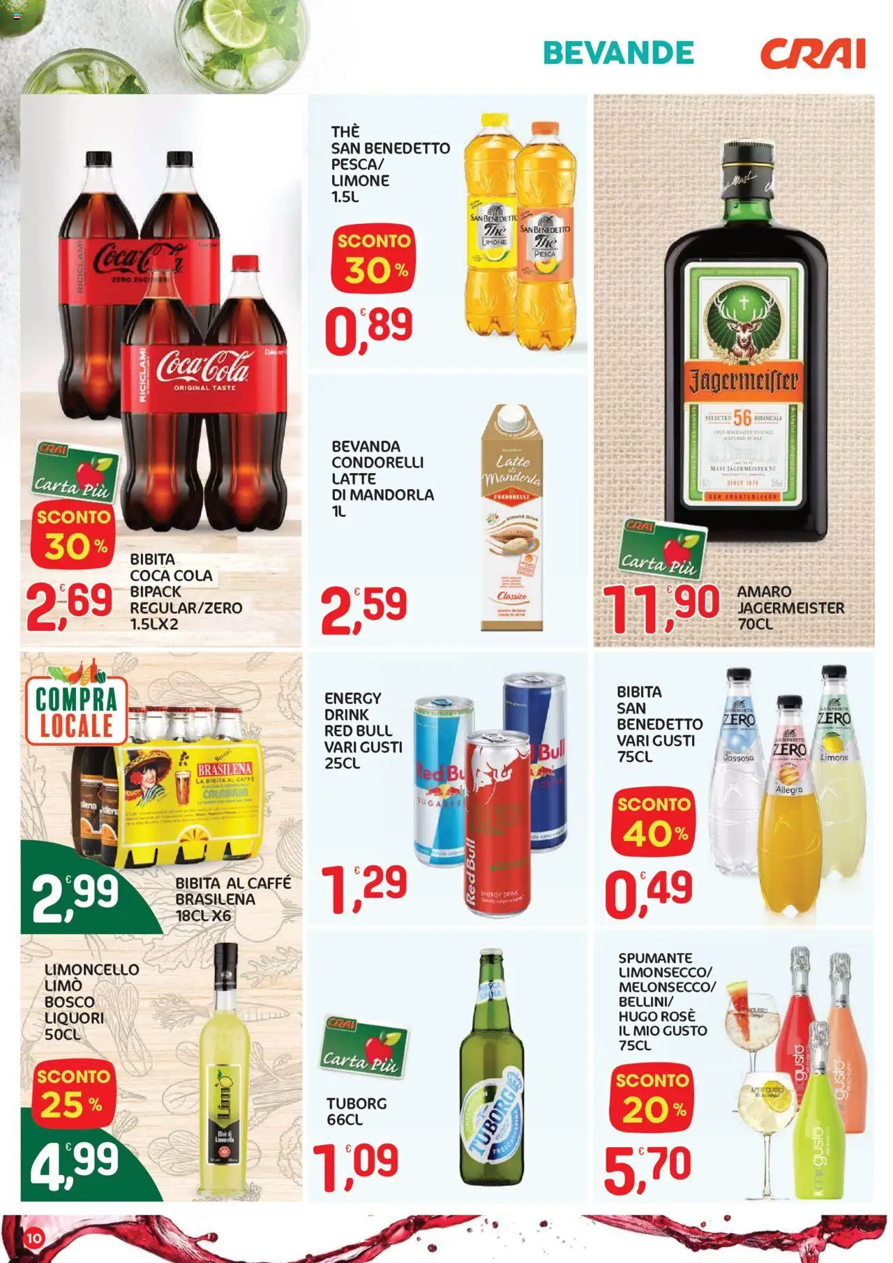 Volantino CRAI del 07.08.2025 | Pagina: 10 | Prodotti: Latte, Pesca, Bibita, Red Bull