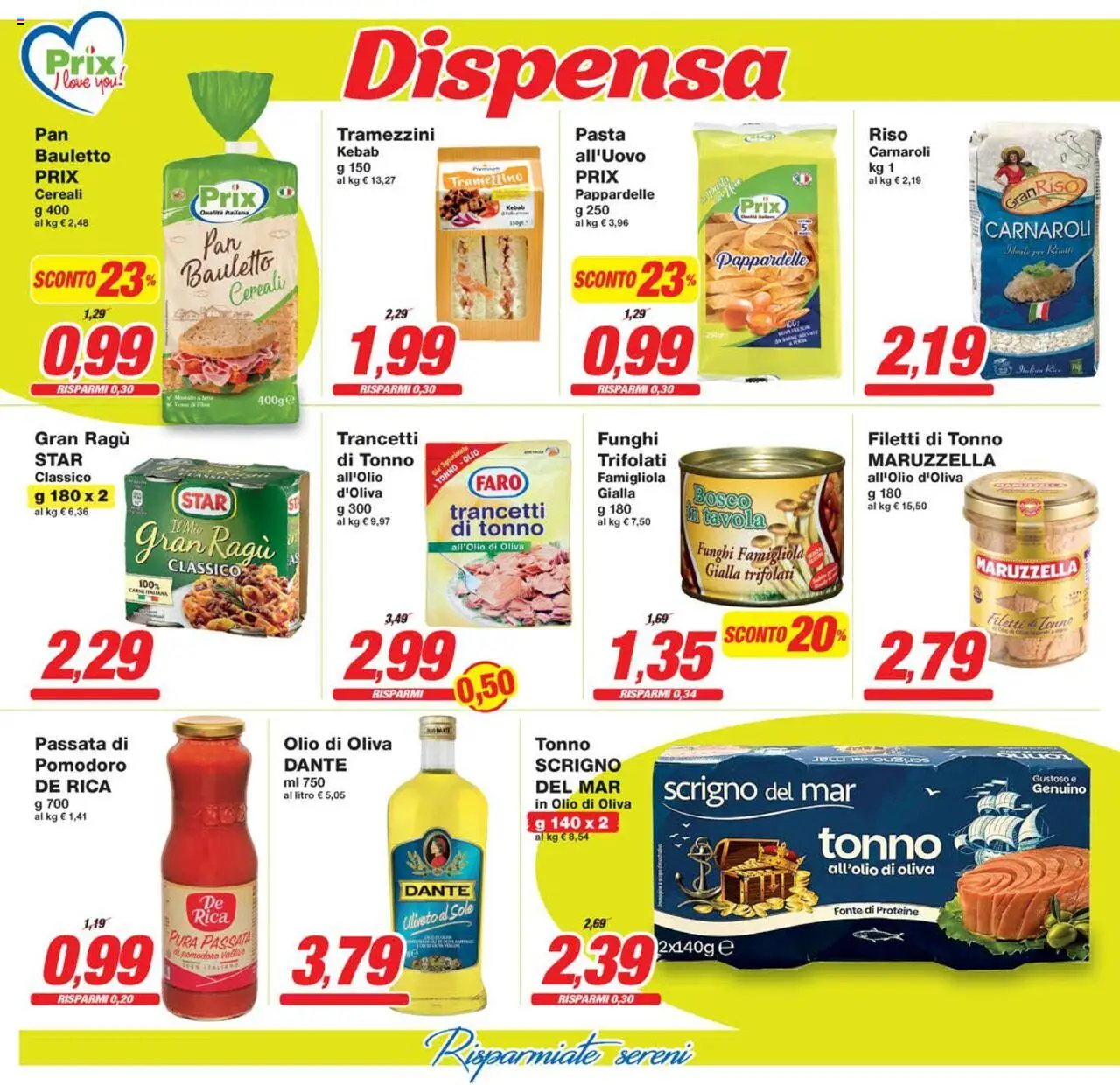 Volantino Prix del 26.09.2025 | Pagina: 10 | Prodotti: Pasta, Funghi, Ragú, Tonno