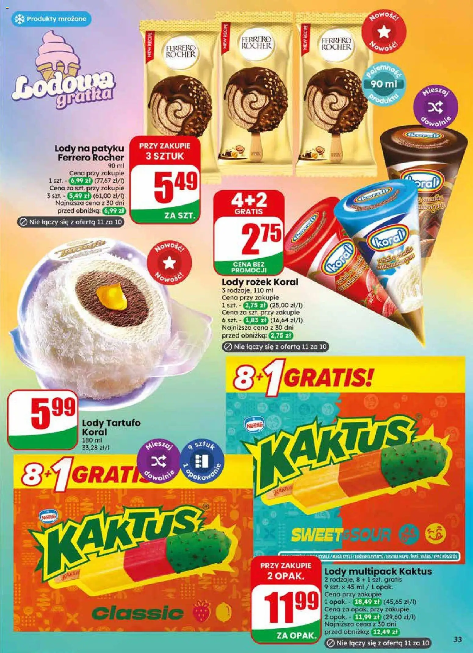 Dino gazetka od 29.04.2026 | Strona: 33 | Produkty: Lody na patyku, Lody, Ferrero rocher
