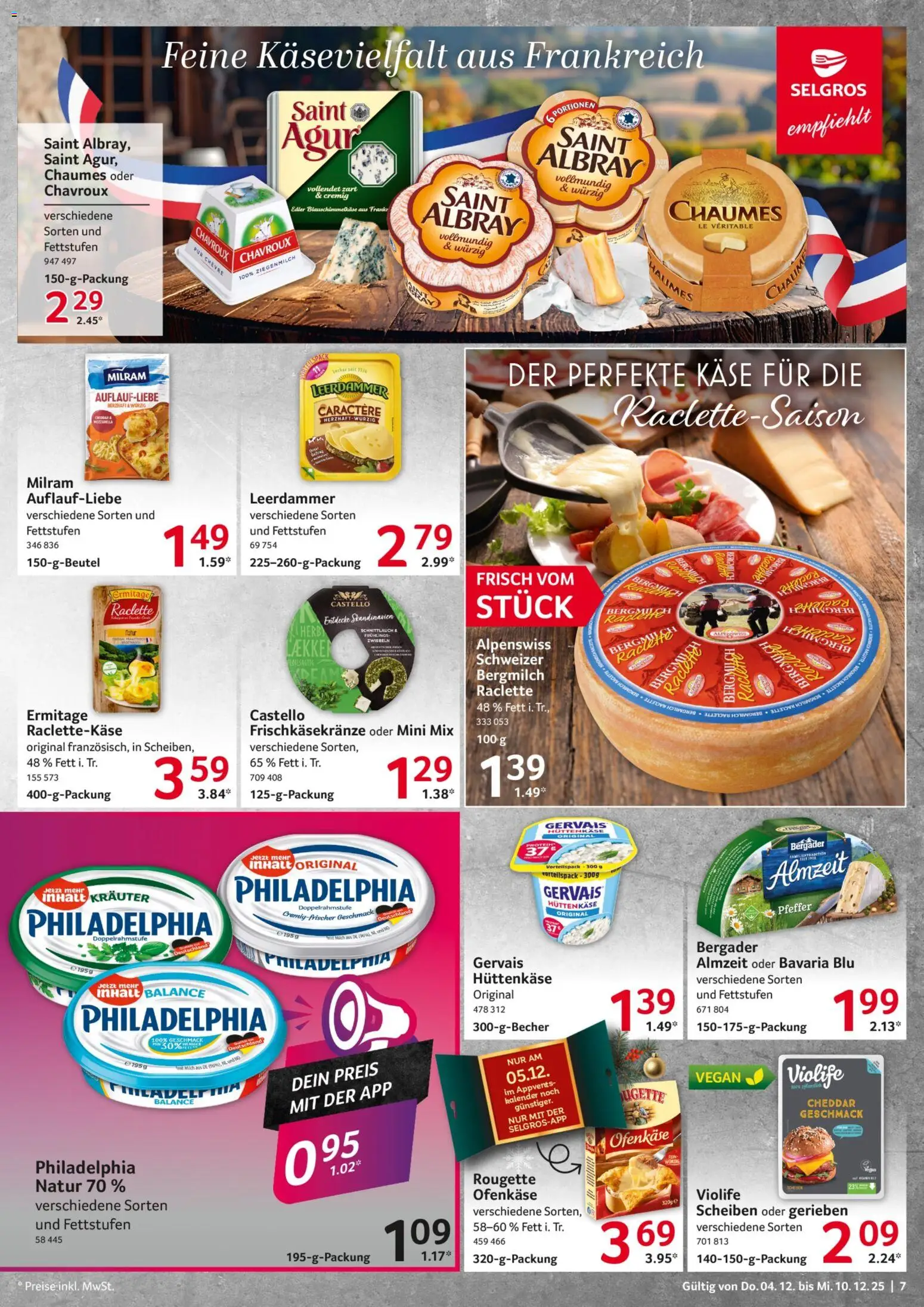 Selgros Prospekt 	 – gültig ab 04.12.2025 | Seite: 7 | Produkte: Leerdammer, Milram, Pfeffer, Raclette