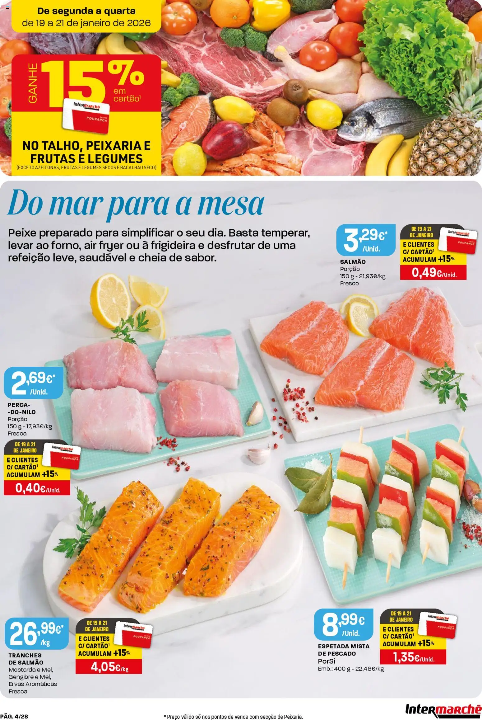 Intermarché Folheto Contact │ válido de 15.01.2026 | Página: 4 | Produtos: Bacalhau, Frigideira, Mesa, Peixe