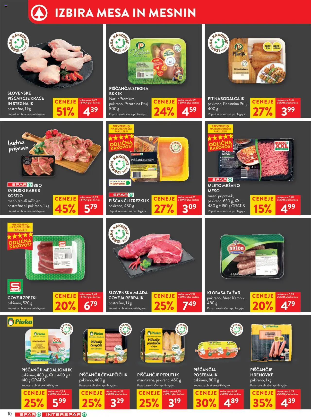 Spar katalog 34/25 │ velja od 20.08.2025 | Stran: 10 | Izdelki: Hrenovke, Čevapčiči, Zar, Zrezki
