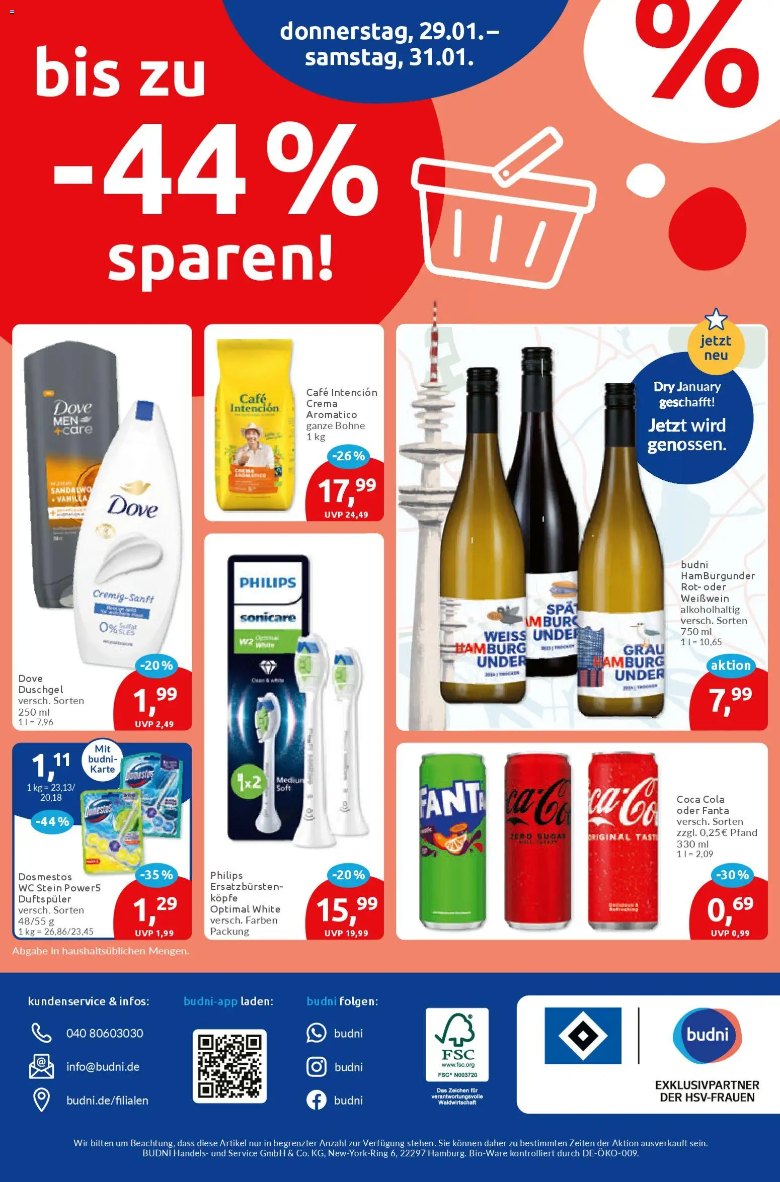 Budni Prospekt 	 – gültig ab 26.01.2026 | Seite: 8 | Produkte: Fanta, Cola, Weißwein, WC Stein