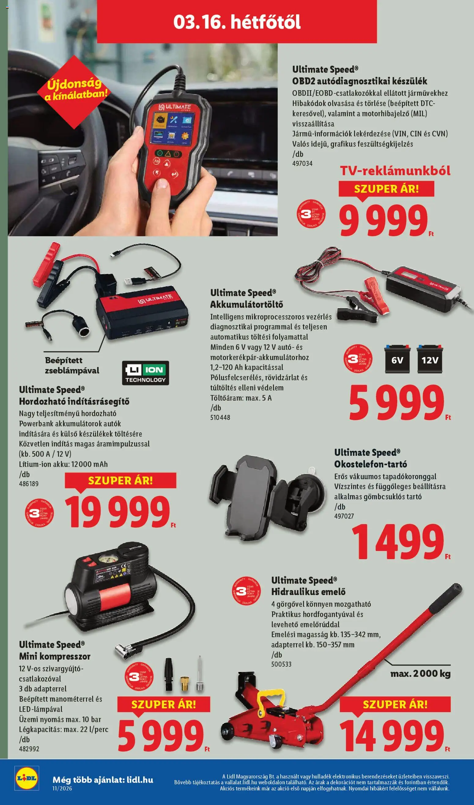 Lidl akciós ujság - amely érvényes a következő dátumtól: 12.03.2026 | Oldal: 54 | Termékek: Powerbank, Kompresszor