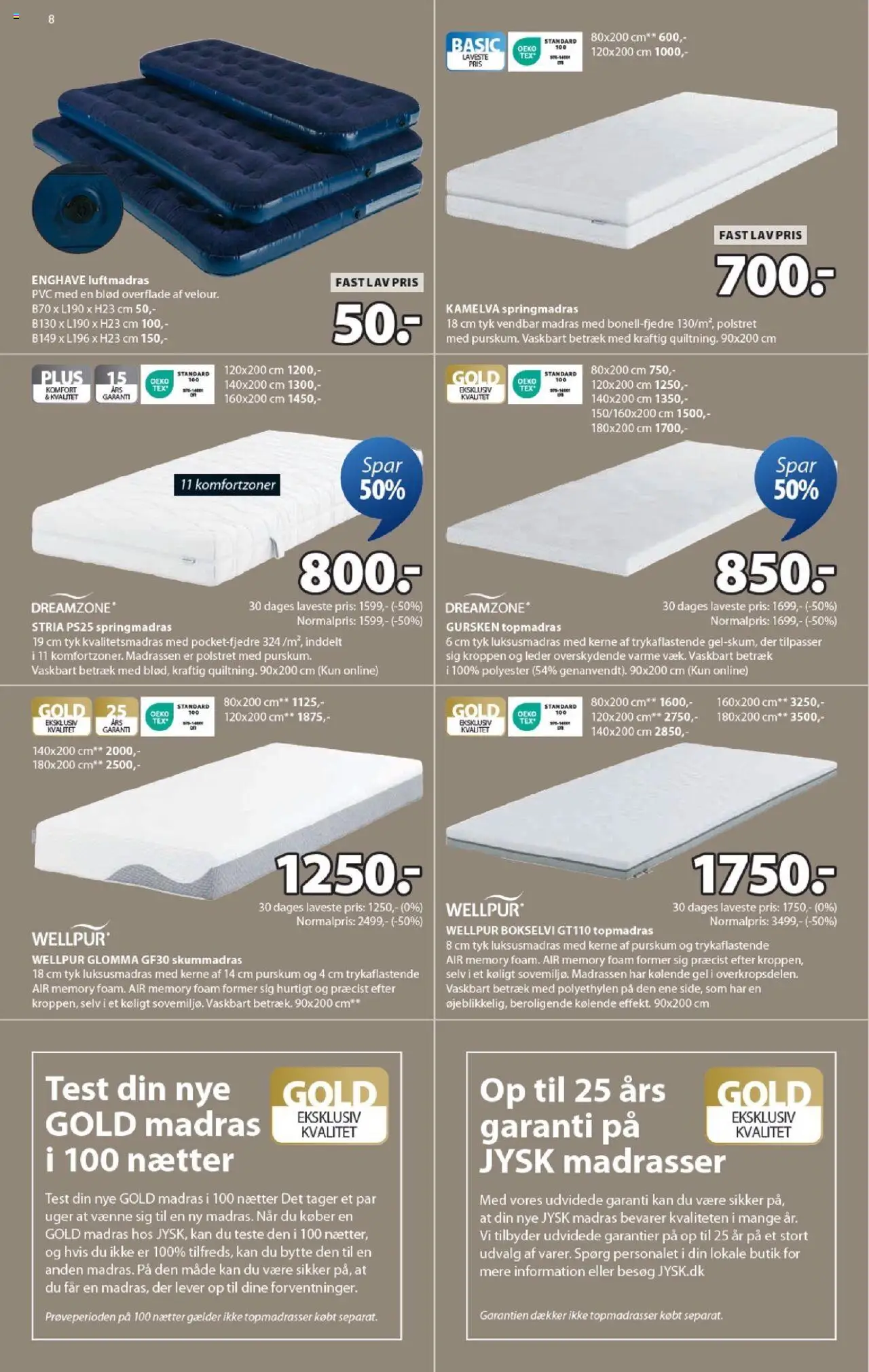 JYSK Tilbudsavis gyldig fra 15.08.2025 | Side: 8 | Produkter: Madras, Topmadrasser, Søm