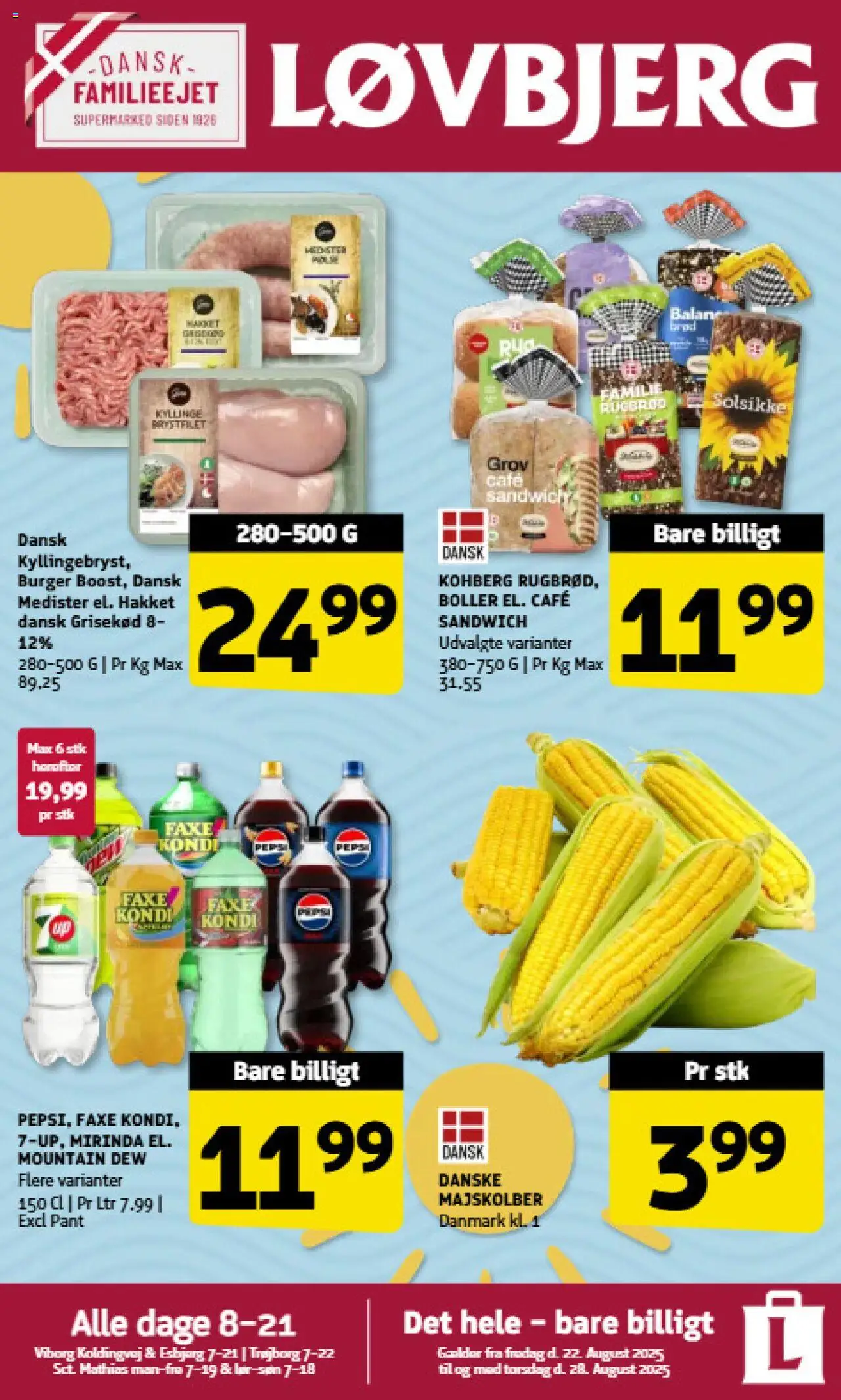 Løvbjerg Tilbudsavis gyldig fra 22.08.2025 | Side: 1 | Produkter: Faxe Kondi, Rugbrød