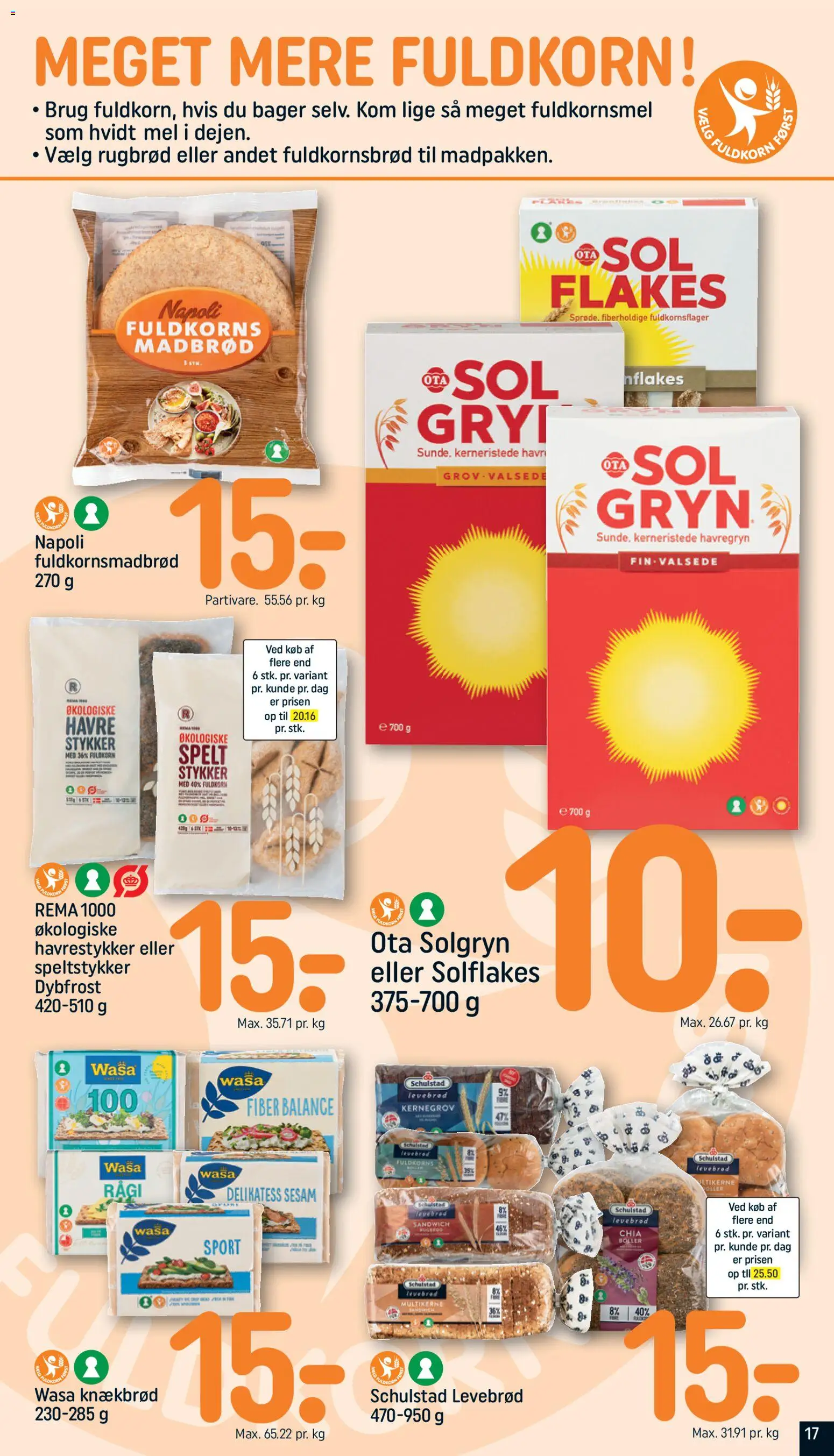 Rema 1000 tilbudsavis – gyldig fra 11.01.2026 | Side: 17 | Produkter: Mel, Havregryn, Knækbrød, Søm