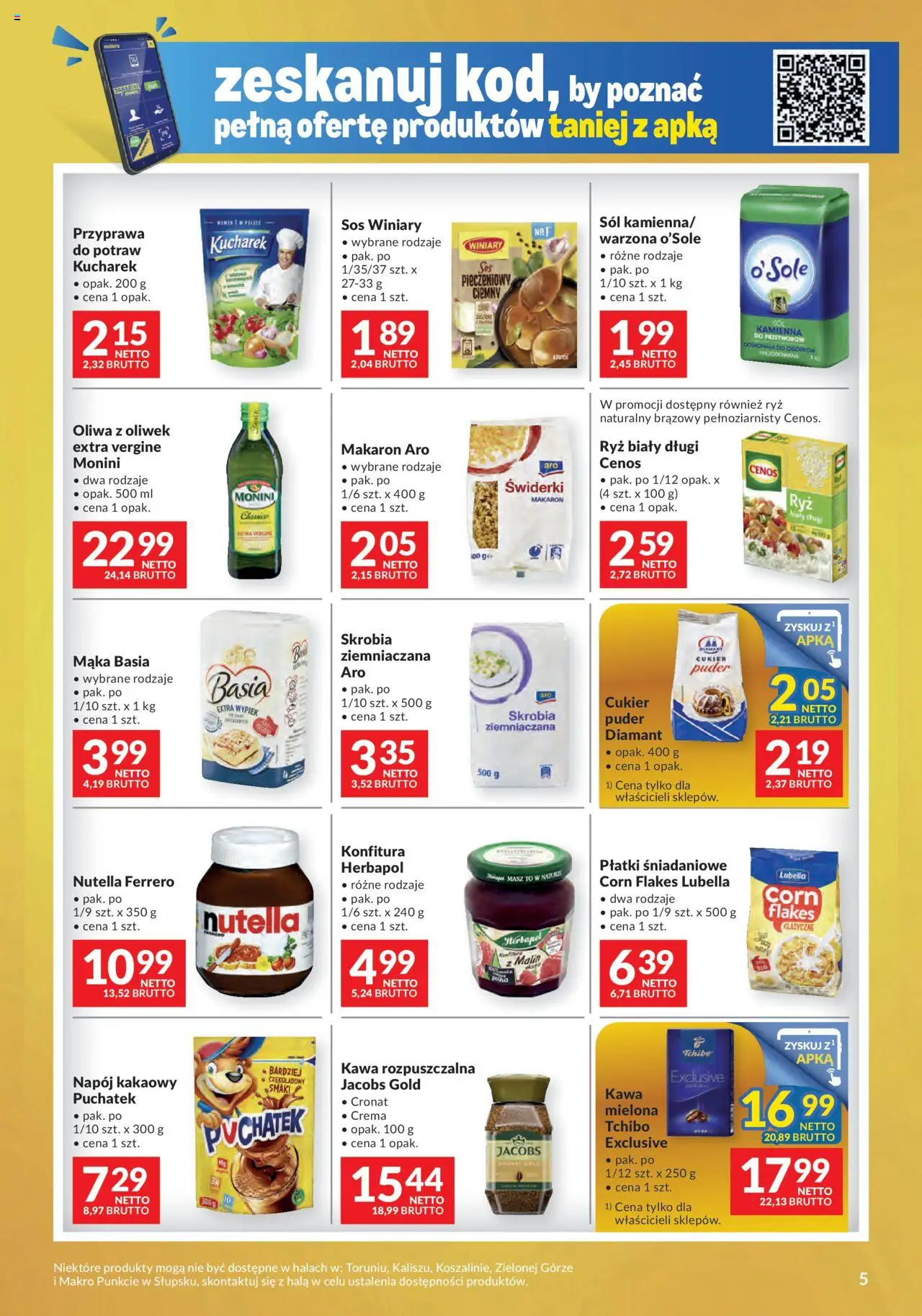 Makro Gazetka - Mega oferty dla Twojego Sklepu od 19.08.2025 | Strona: 5 | Produkty: Nutella, Kawa rozpuszczalna, Ryż, Sos
