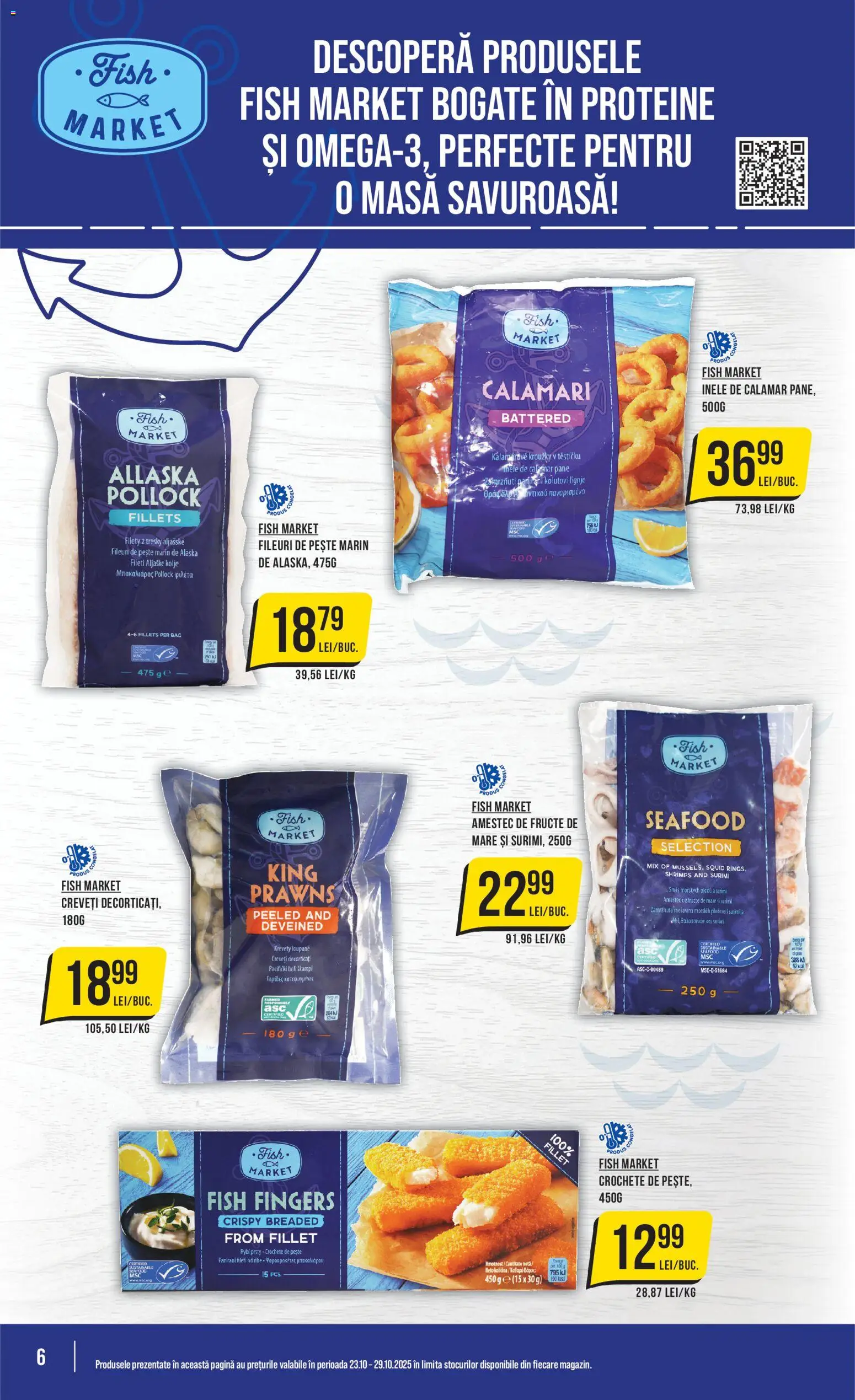 Noul catalog Mega Image – valabil de la 23.10.2025 | Pagină: 6 | Produse: Masaüstü kılıfı, Masă, Pește, Fructe