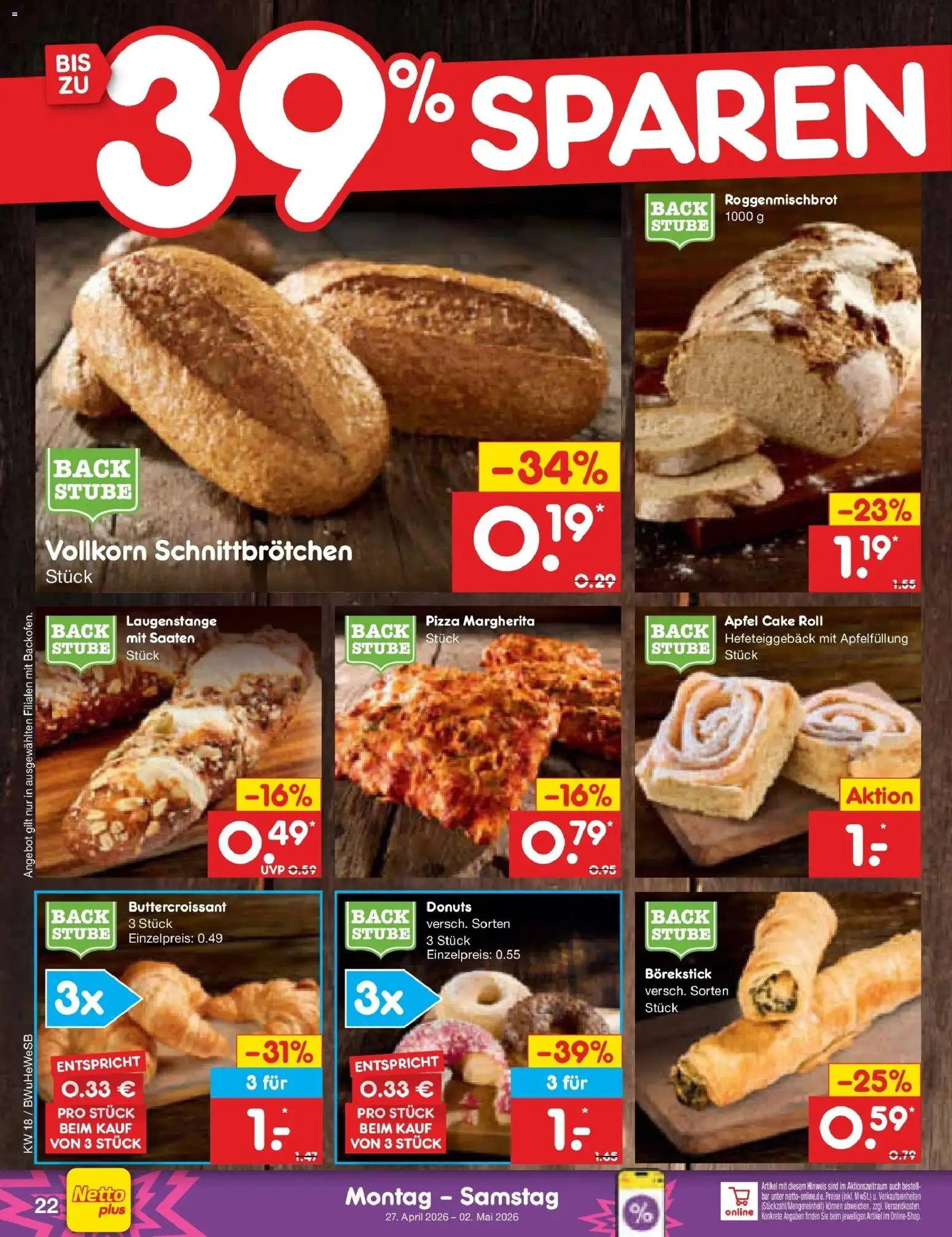 Netto Marken-Discount Prospekt Stemwede-Dielingen	 – gültig ab 27.04.2026 | Seite: 30 | Produkte: Äpfel, Donuts, Pizza