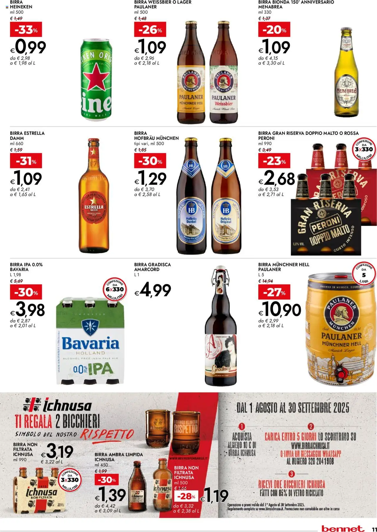 Volantino bennet del 07.08.2025 | Pagina: 11 | Prodotti: Birra, Heineken