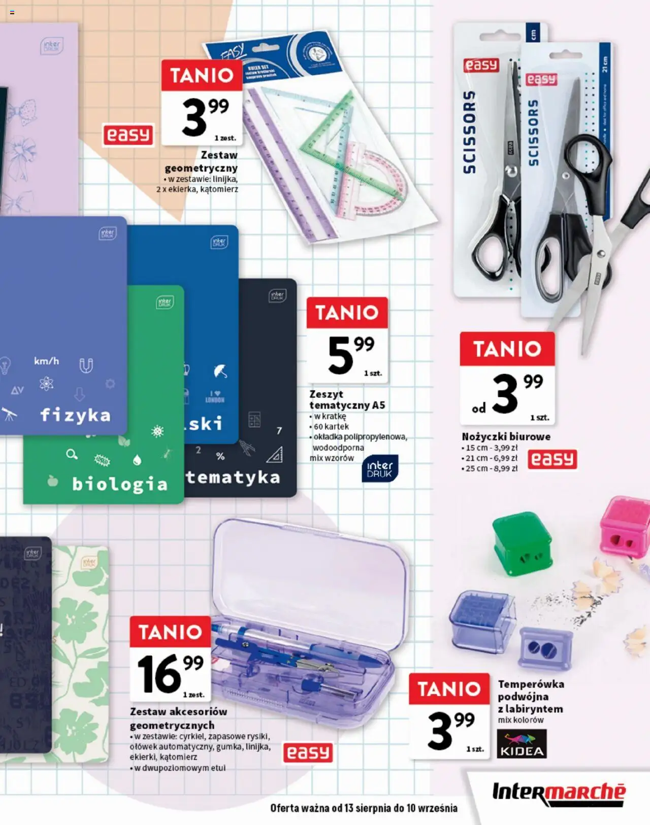 Intermarche Gazetka - Okazje pierwsza klasa od 13.08.2025 | Strona: 9 | Produkty: Temperówka, Zeszyt