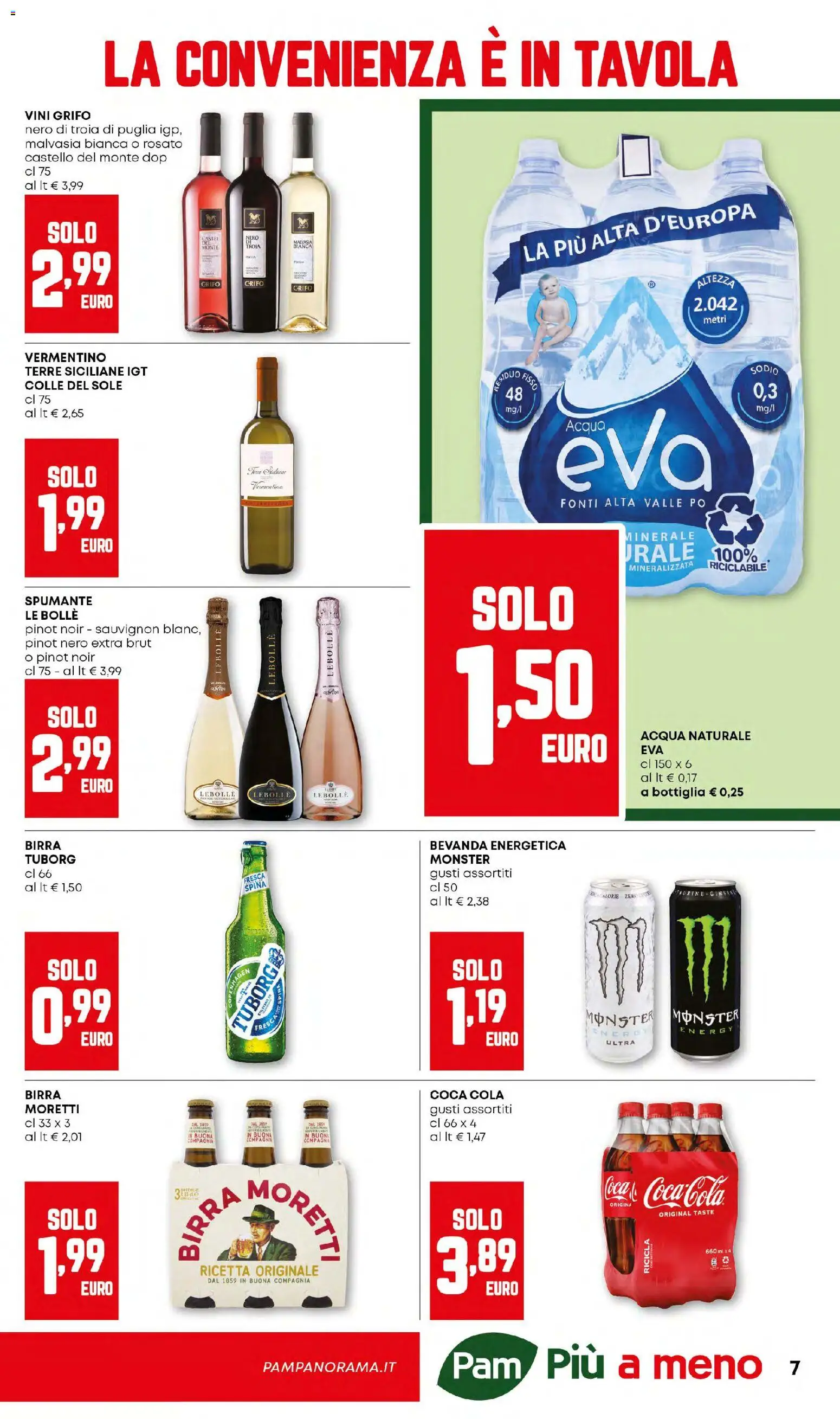 Volantino PAM del 02.01.2026 | Pagina: 7 | Prodotti: Birra, Acqua, Acqua naturale, Coca Cola