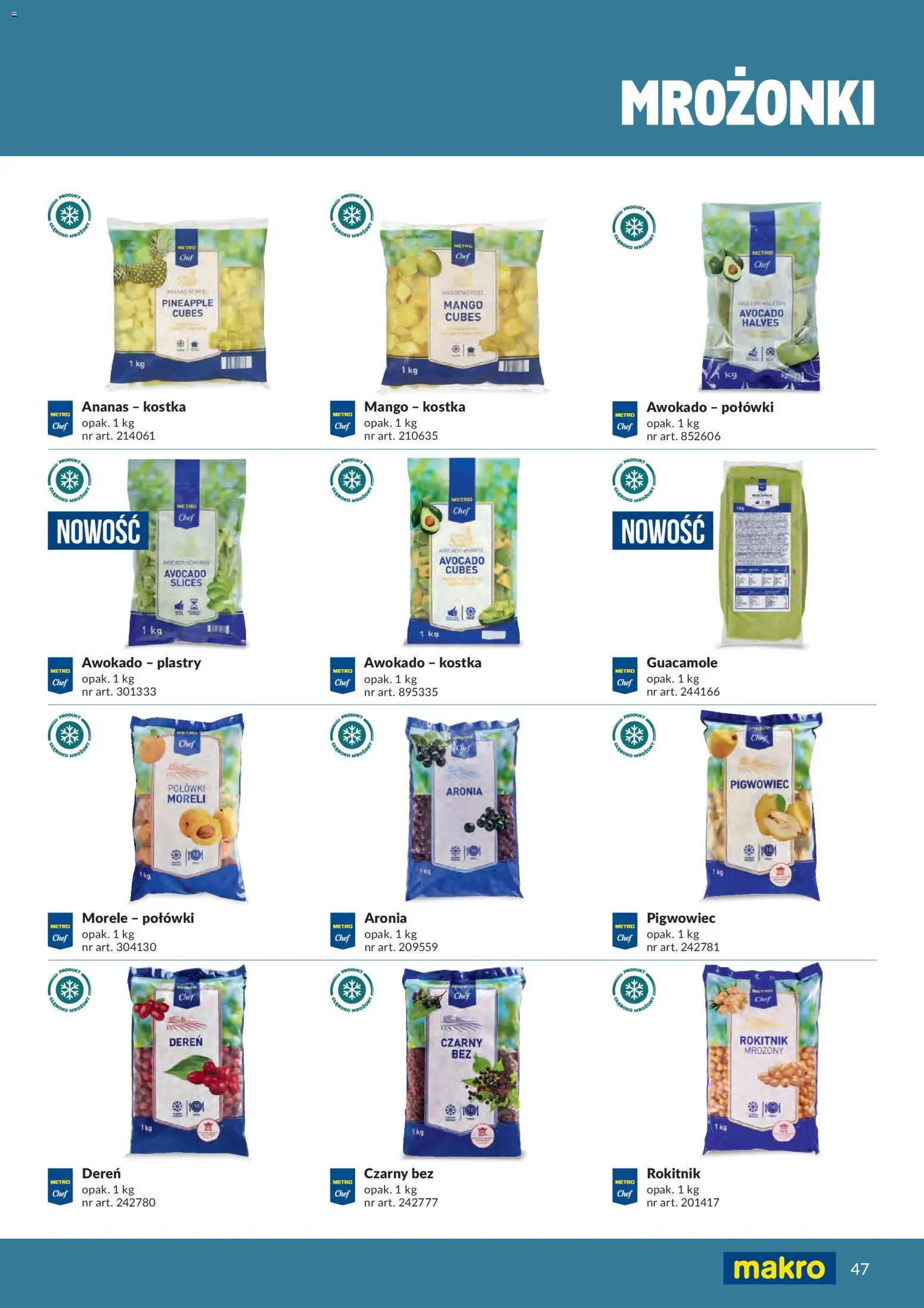 Makro gazetka - Produktów marek własnych dla profesjonalnej Gastronomii od 01.03.2026 | Strona: 47 | Produkty: Mango, Morele, Ananas, Awokado
