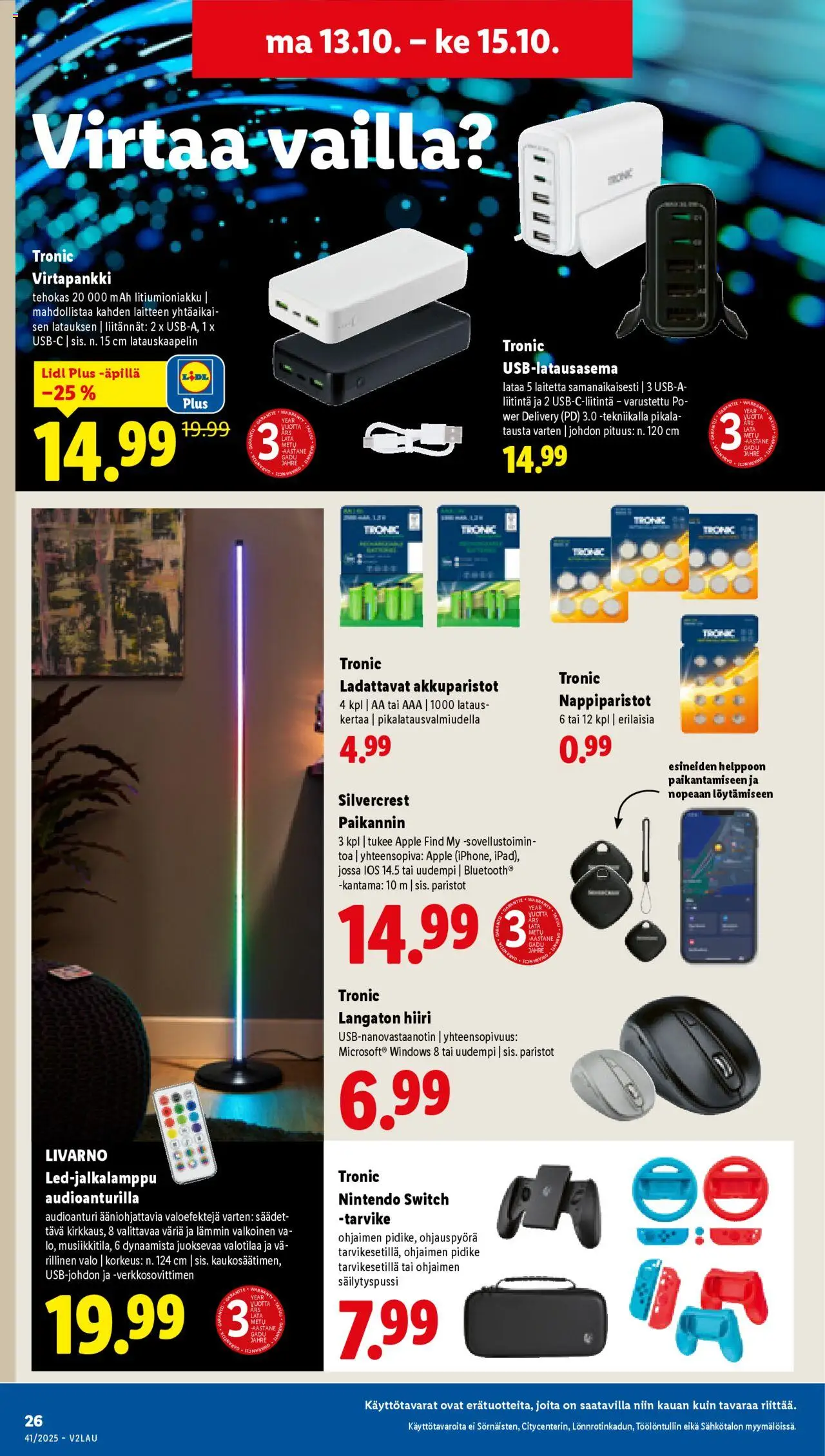 Lidl tarjoukset – voimassa 09.10.2025 alkaen | Sivu: 34 | Tuotteet: Pyörä, Paristot, Hiiri