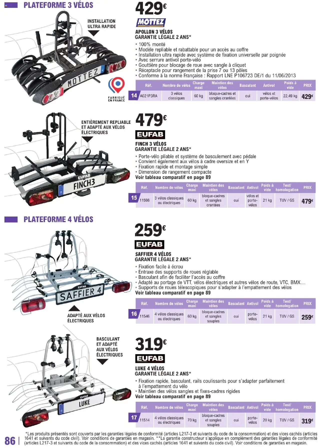  | Page: 86 | Produits: Poids, Gouttière, Prise, Cadre