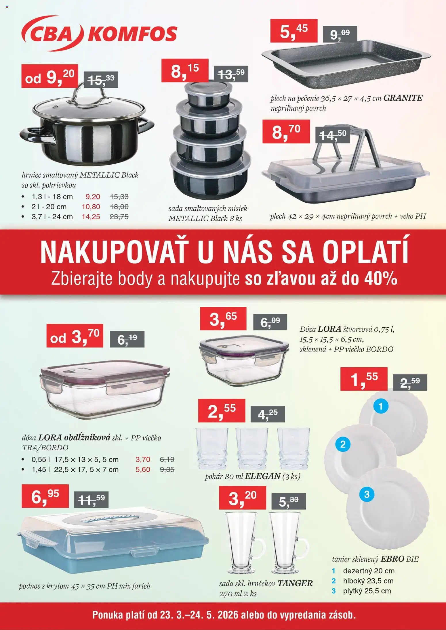 Nové CBA Komfos akcie – leták je platný od 23.03.2026 | Strana: 1