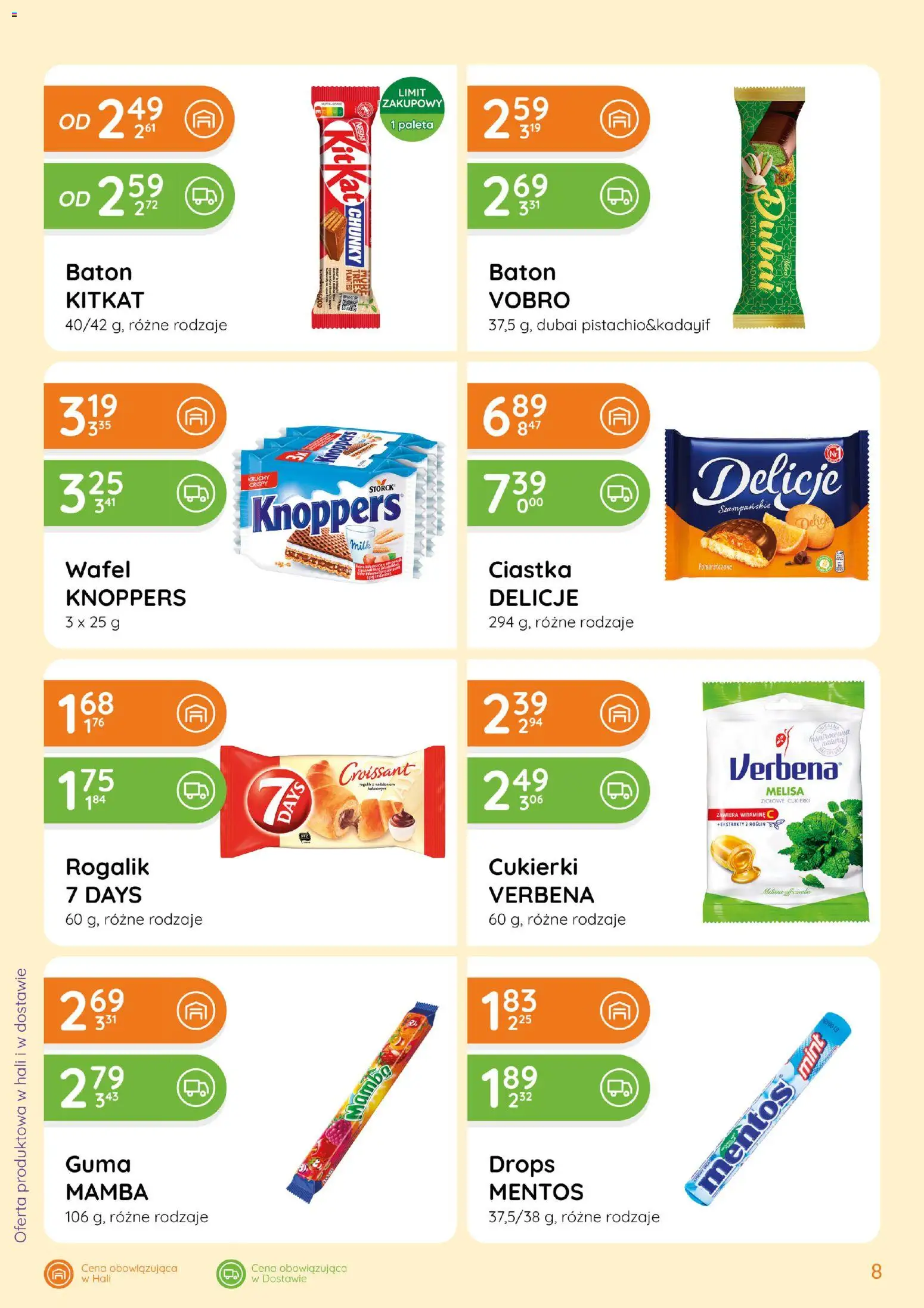 Eurocash gazetka od 19.03.2026 | Strona: 8 | Produkty: Knoppers, Cukierki, Ciastka, Melisa