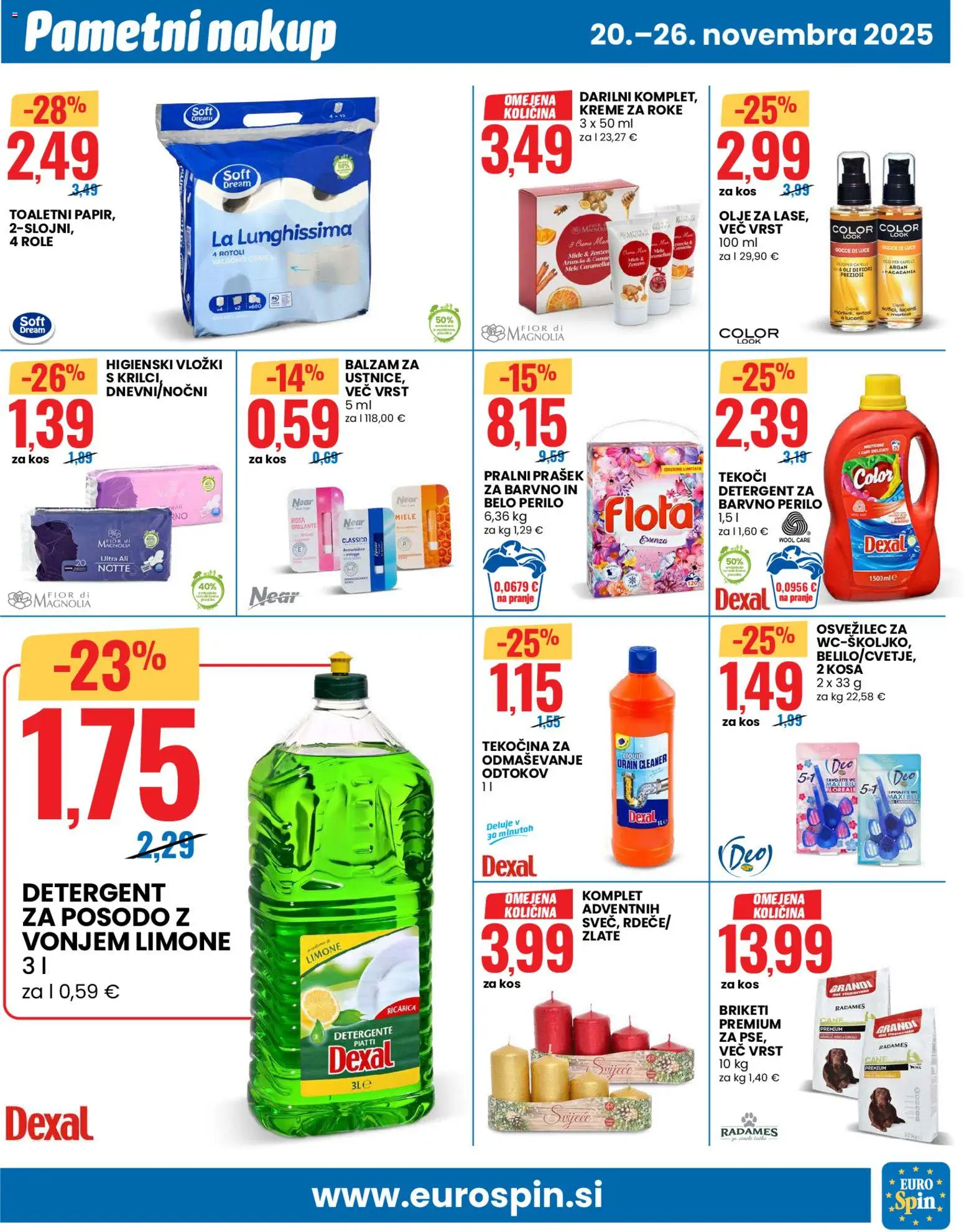 Novi Eurospin katalog ponudbe – veljaven od 20.11.2025 | Stran: 9 | Izdelki: Prašek, Pralni prašek, Vložki, Olje