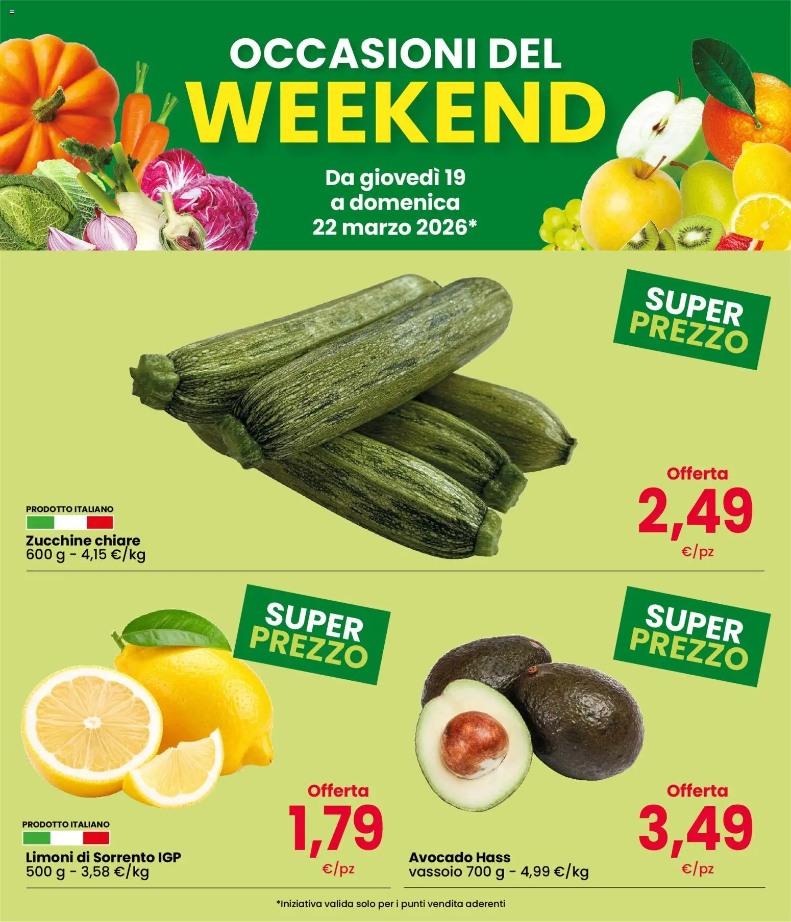Volantino Despar del 19.03.2026 | Pagina: 3 | Prodotti: Avocado, Zucchine, Vassoio