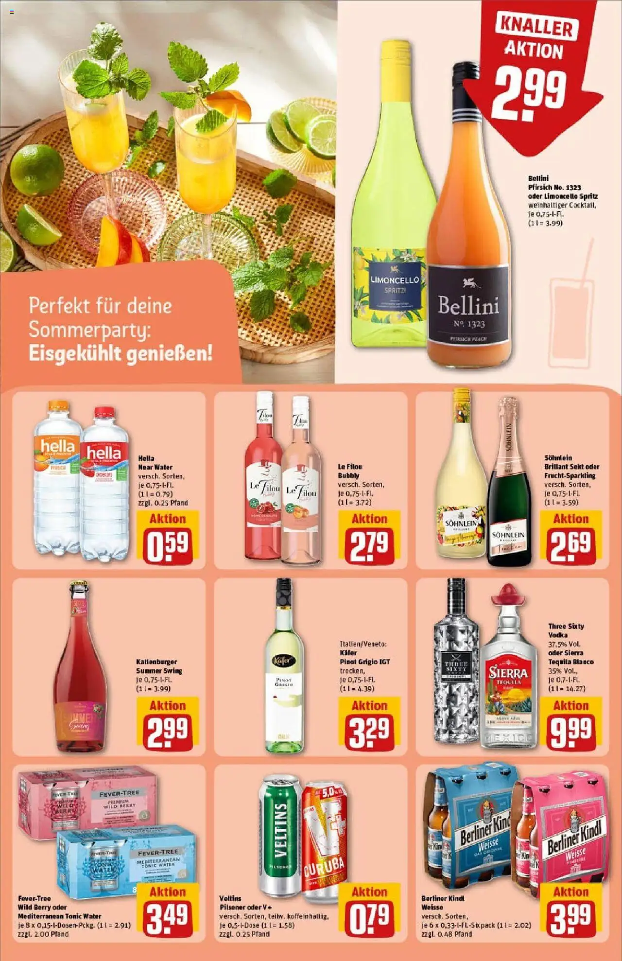 Rewe prospekt Weimar / Schöndorf	 - gültig ab dem 13.07.2025 | Seite: 22 | Produkte: Tequila, Hella, Pfirsich, Veltins