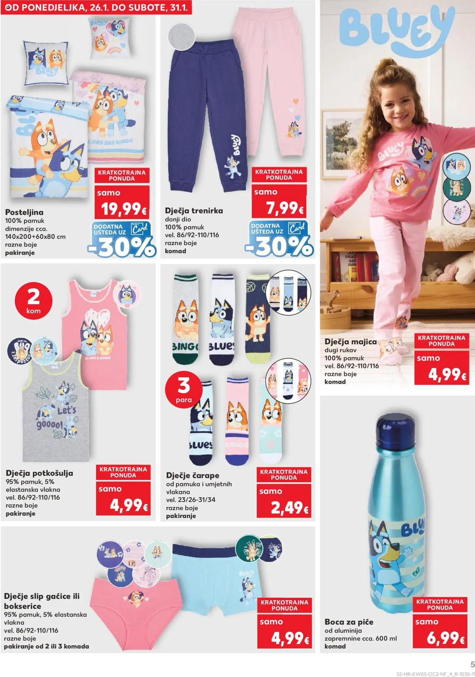 Kaufland katalog | vrijedi od 28.01.2026 | Stranica: 5 | Proizvodi: Gaćice, Čarape, Posteljina, Trenirka