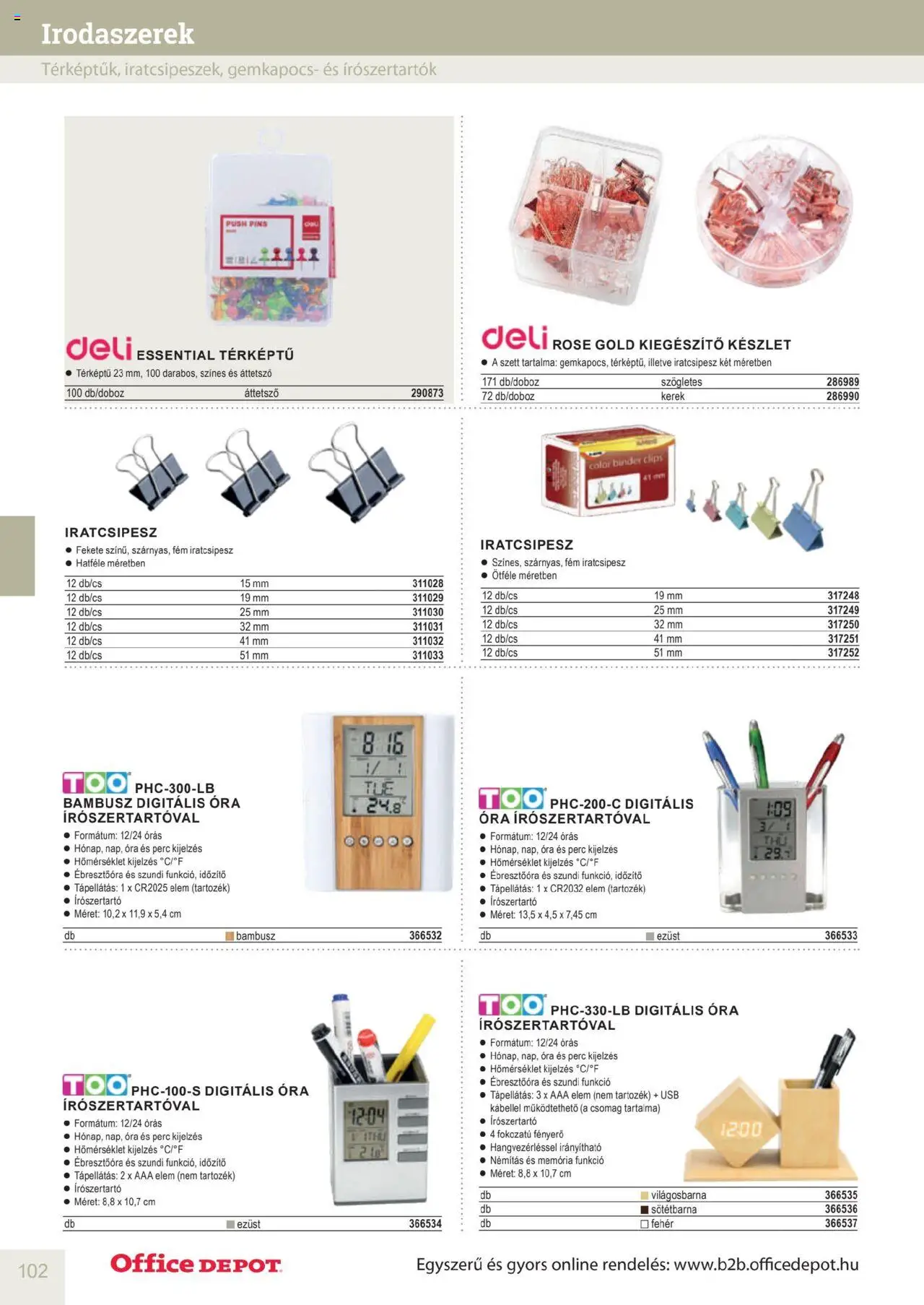 Office Depot akciós ujság - amely érvényes a következő dátumtól: 10.04.2025 | Oldal: 102 | Termékek: Ébresztőóra, USB, Óra
