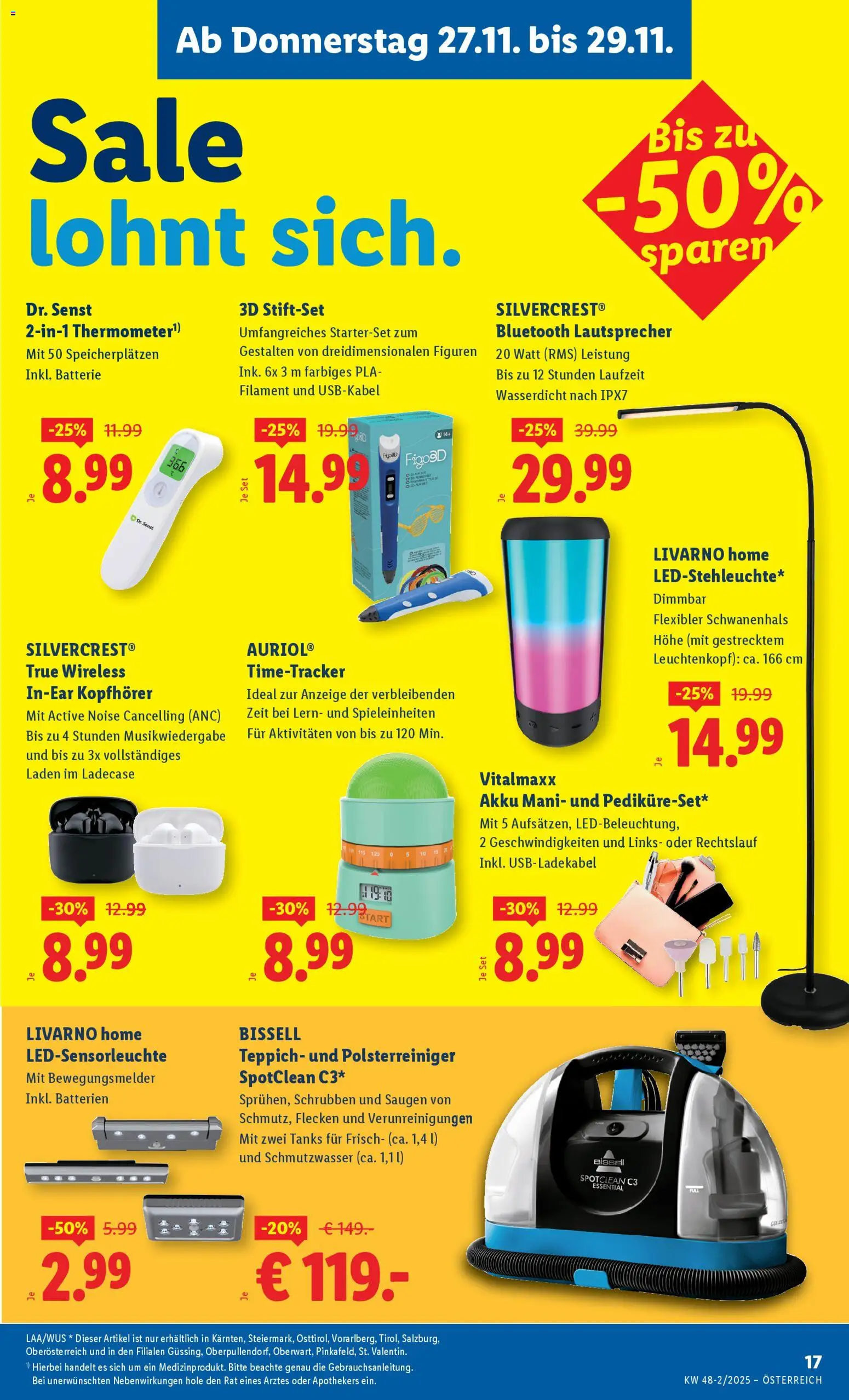 Lidl Flugblatt - Altenmarkt im Pongau, St. Johann im Pongau, Zell am See gültig ab 27.11.2025 | Seite: 19 | Produkte: Kopfhörer, Lautsprecher, Batterie, Teppich