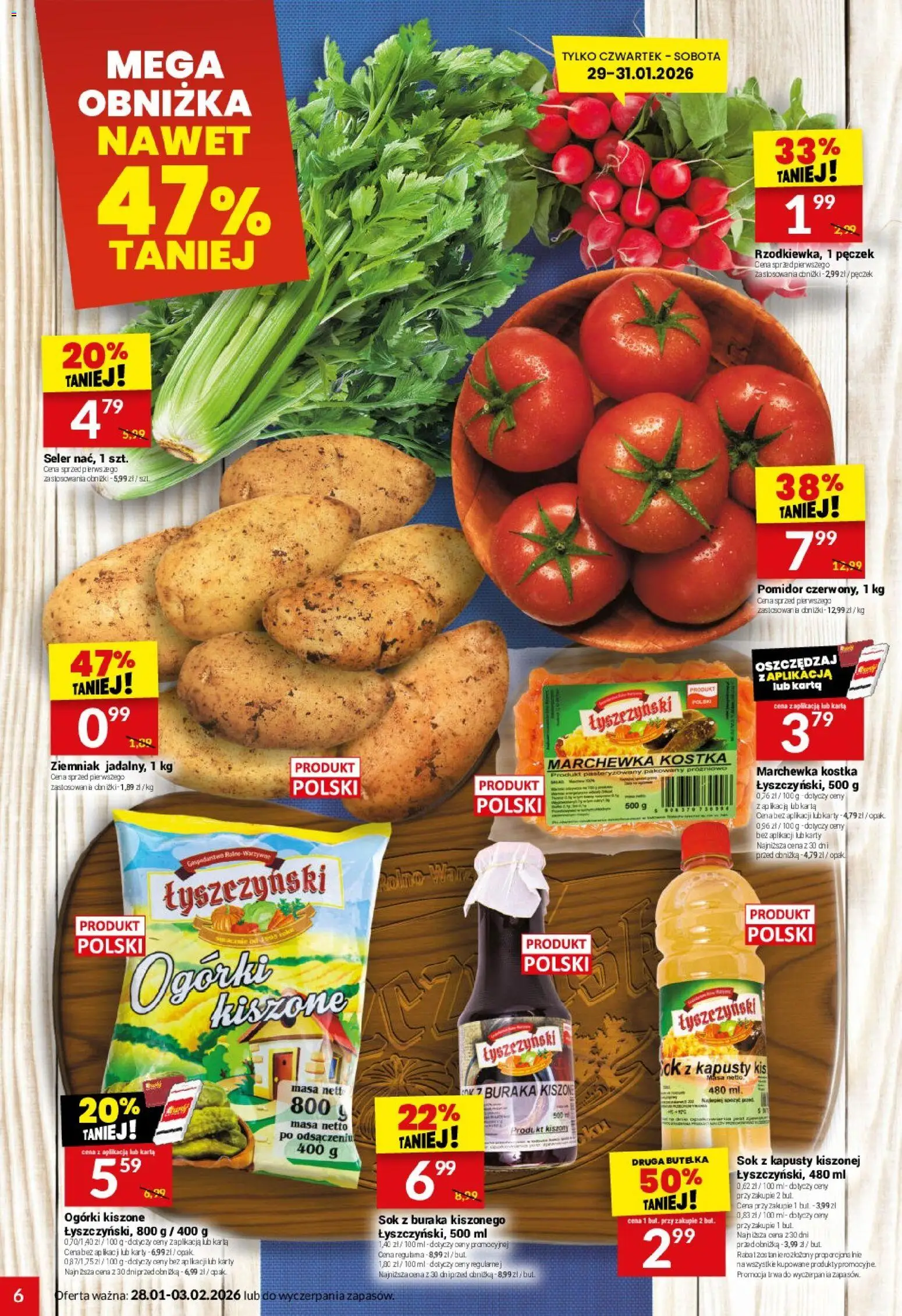 Twój Market Gazetka od 28.01.2026 | Strona: 6 | Produkty: Karta, Sok, Marchewka, Ogórki