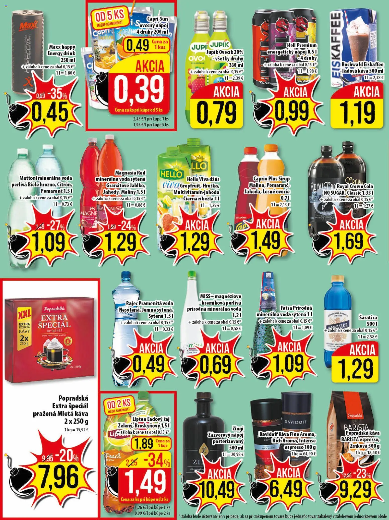 Nové Klas akcie – leták je platný od 23.03.2026 | Strana: 21 | Produkty: Káva, Rajec, Mattoni, Cola